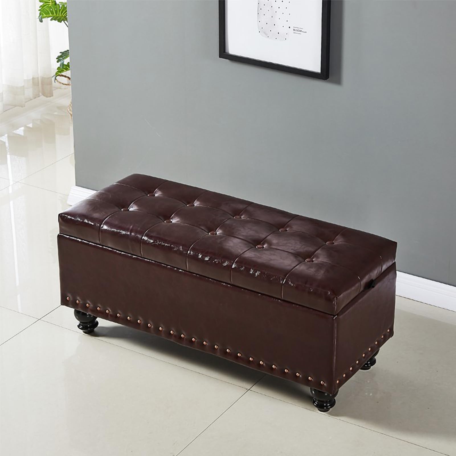 Banc ottoman de rangement en cuir pour sublimer l'entrée et le salon
