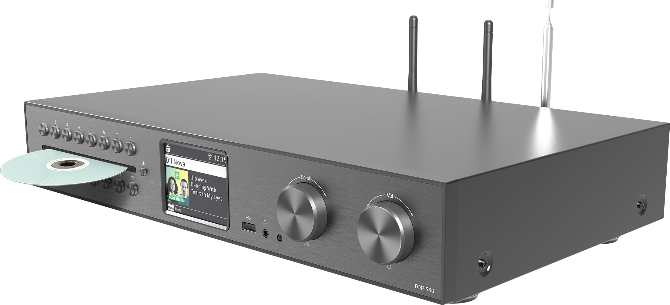 TELESTAR TOP 550 – HiFi-System mit Verstärker & CD-Player, 43 cm – Schwarz | 2 × 30 W, Internetradio/DAB+, Bluetooth Audio-Streaming & Sendefunktion, Hotelmodus, USB-Aufnahme, Streamingdienste