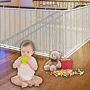 Stairway Net – Baby Safety Rail – Balcony Railing Guard -10ft L x 2.64ft H Banister Proofing Stair for Child, Small pet…