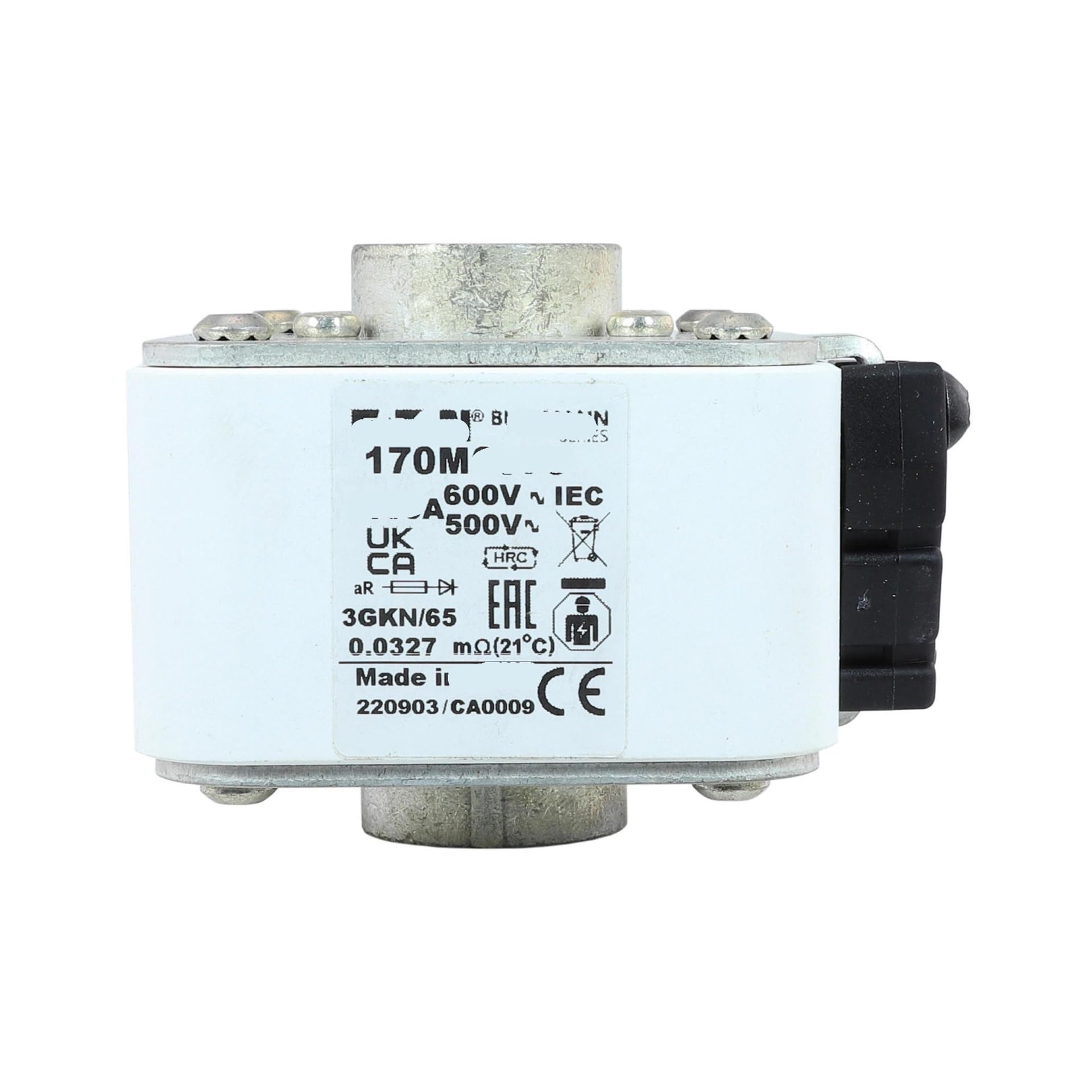 Fusible 170M6569 para entornos industriales con montaje de extremo serie cubo
