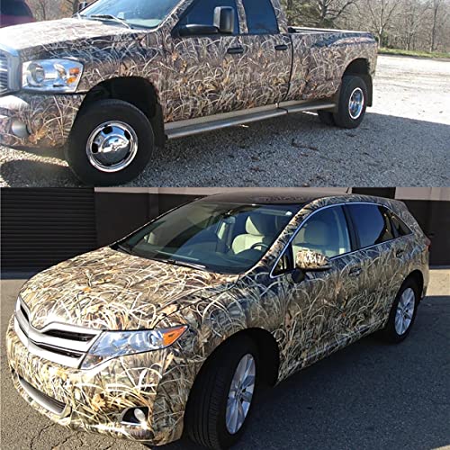 Queenbox 50X152Cm Camo Vinyl Wraps, Woodland Nature Camouflage Self-Adhesive Car Sticker Decal Film Air Release Roll, Plant 01 #TOP5