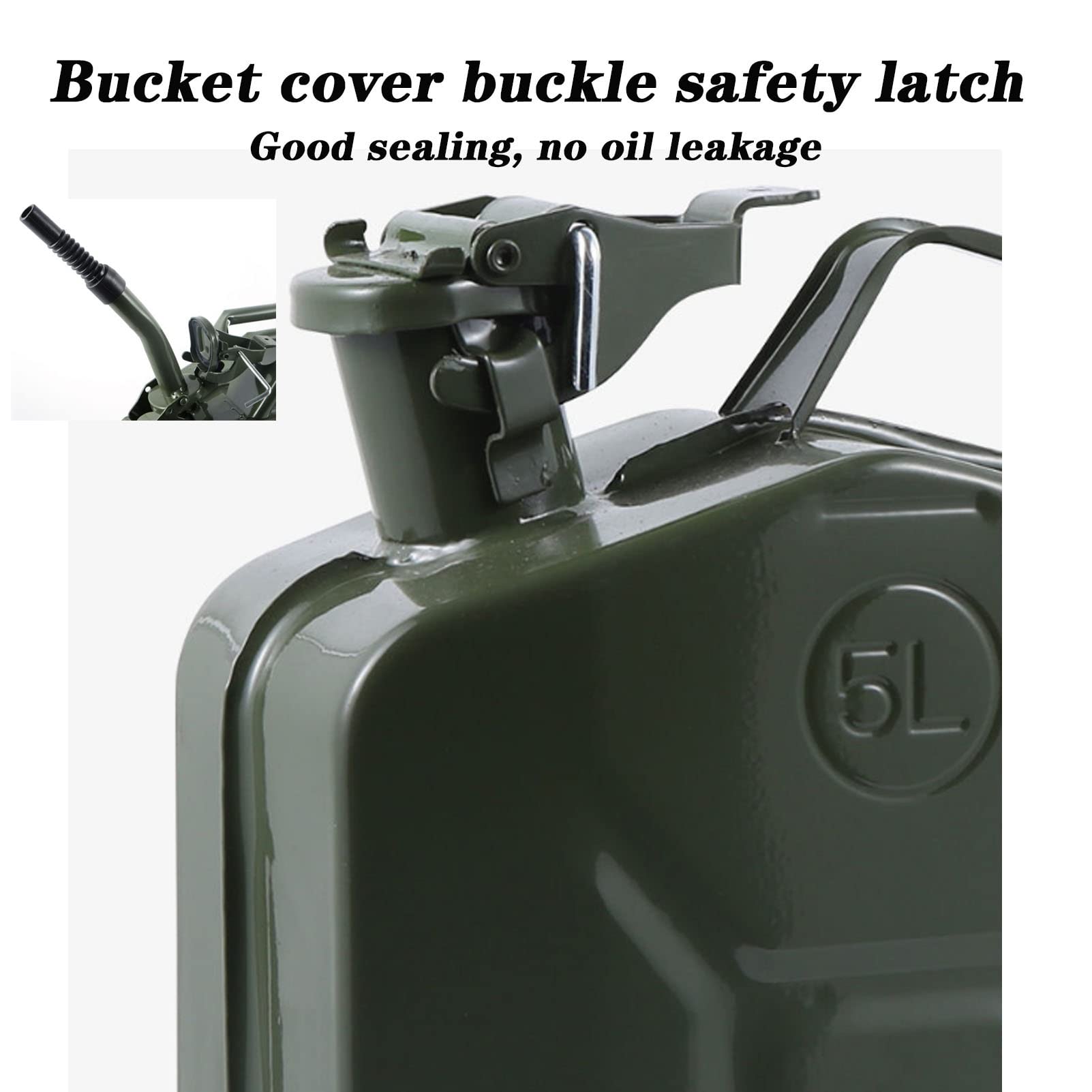Taniche carburante 5 galloni Combustibile Benzina a benzina - Army Green per Benzina e Diesel Flip Cap Guarnizione in gomma Coperchio Trasporti Liquidi, Bustù flessibile e kit di sfiato (20L)