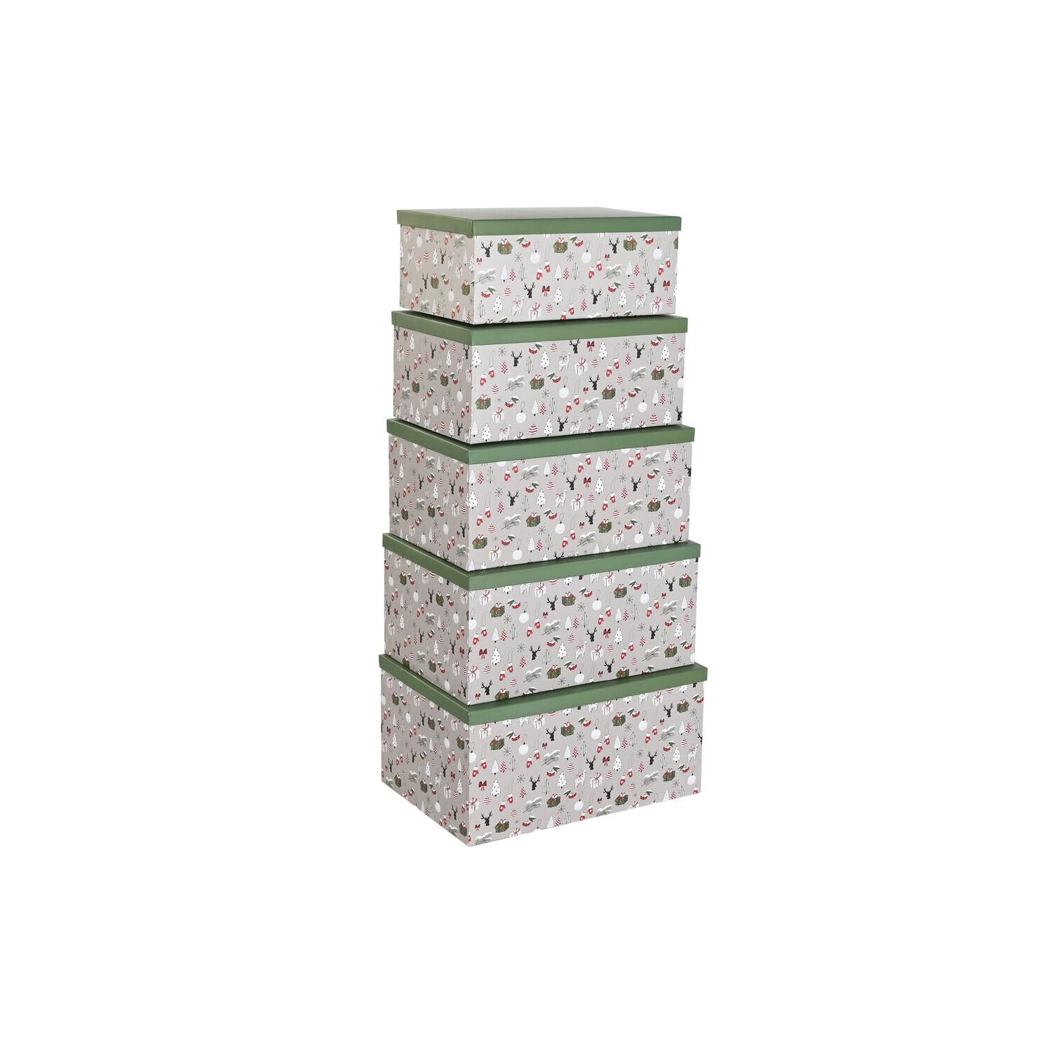 Carton 50x35x25 vert boîte cadeau de rangement rectangulaire lot de 5