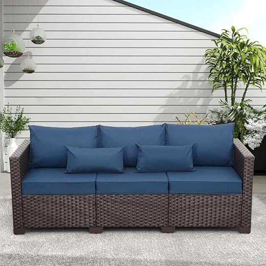 Deep Seating Outdoor Wicker Sofa - 3-Seater