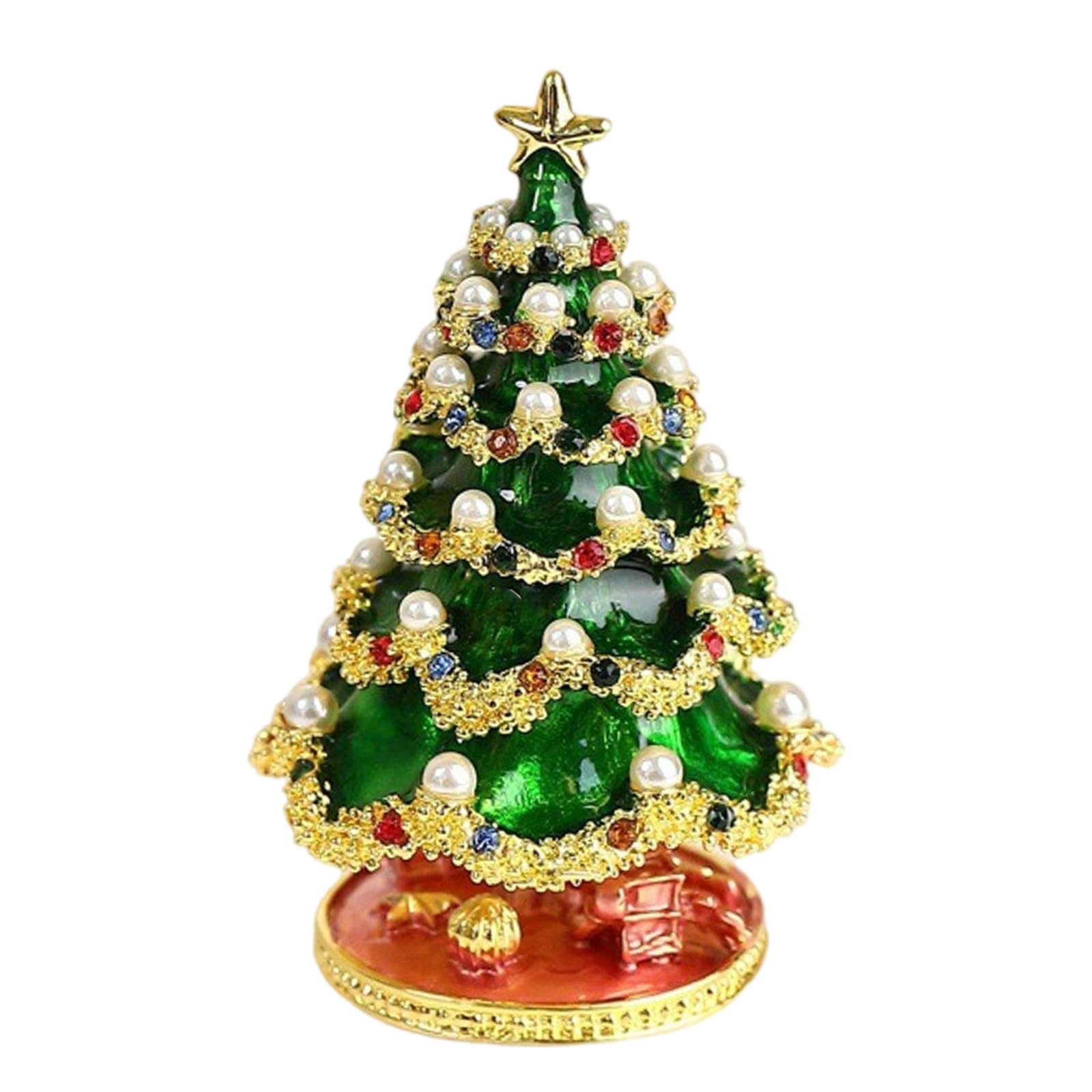 Dekorativer Weihnachtsbaum Schmuckkoffer, fertig als Geschenk, Weihnachtsbaum Schmuckkästchen für Ringe, Ohrringe, Festival, grüner Koffer, festliche Heimdekoration, Geschenk