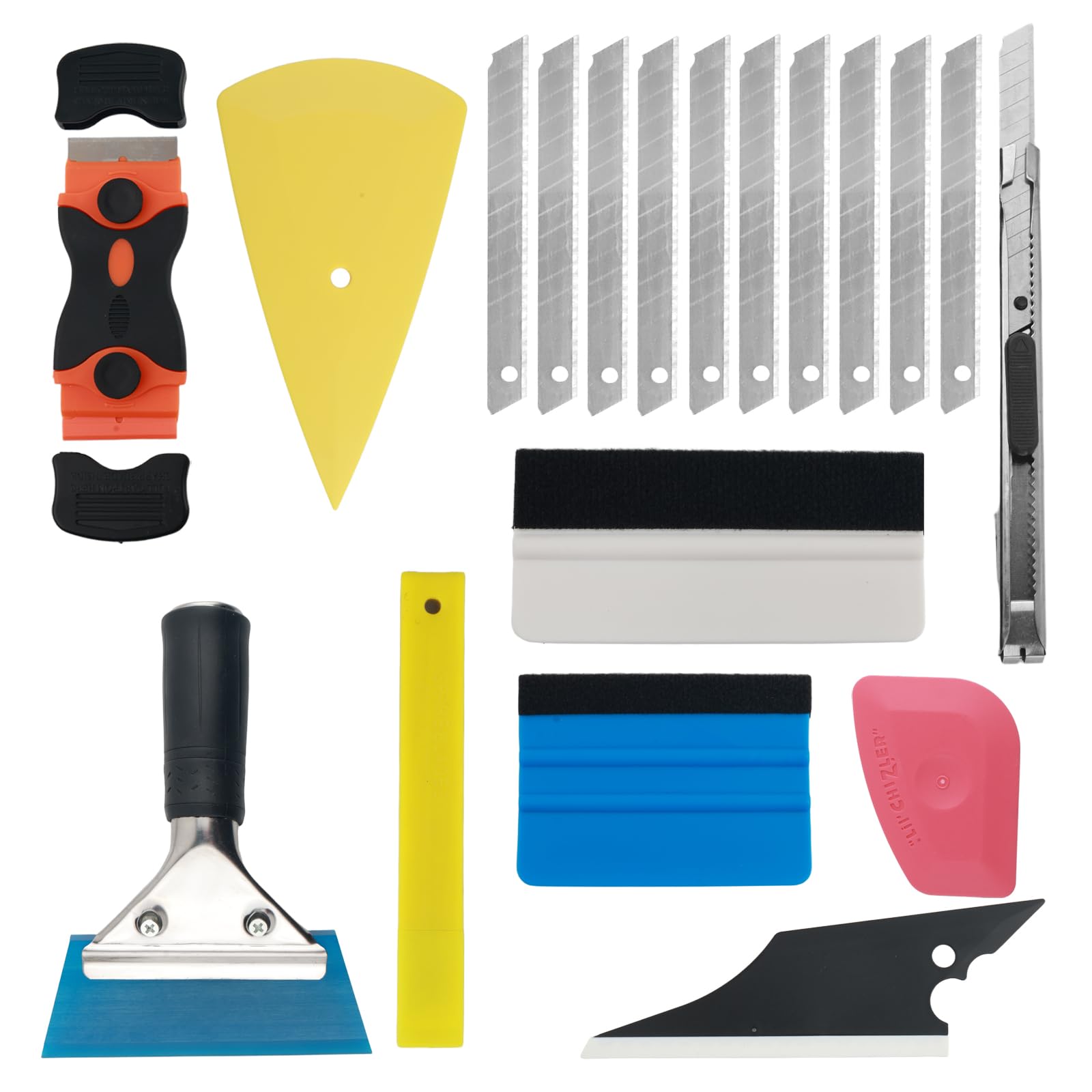 18PCS Window Tint Car Kit,Multi-Tool Car Window Tint Kit Includes Vinyl Squeegee,Felt Squeegee,Cutting Knife with Blade,Universal Cars Tints Kits for Cars Tints & Modification