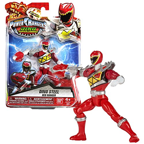 Power Rangers Bandai Year 2015 Saban's Dino Super Charge Series Figurine d'action 12,7 cm de haut – Dino Steel Red Ranger alias Tyler avec T-Rex Smasher