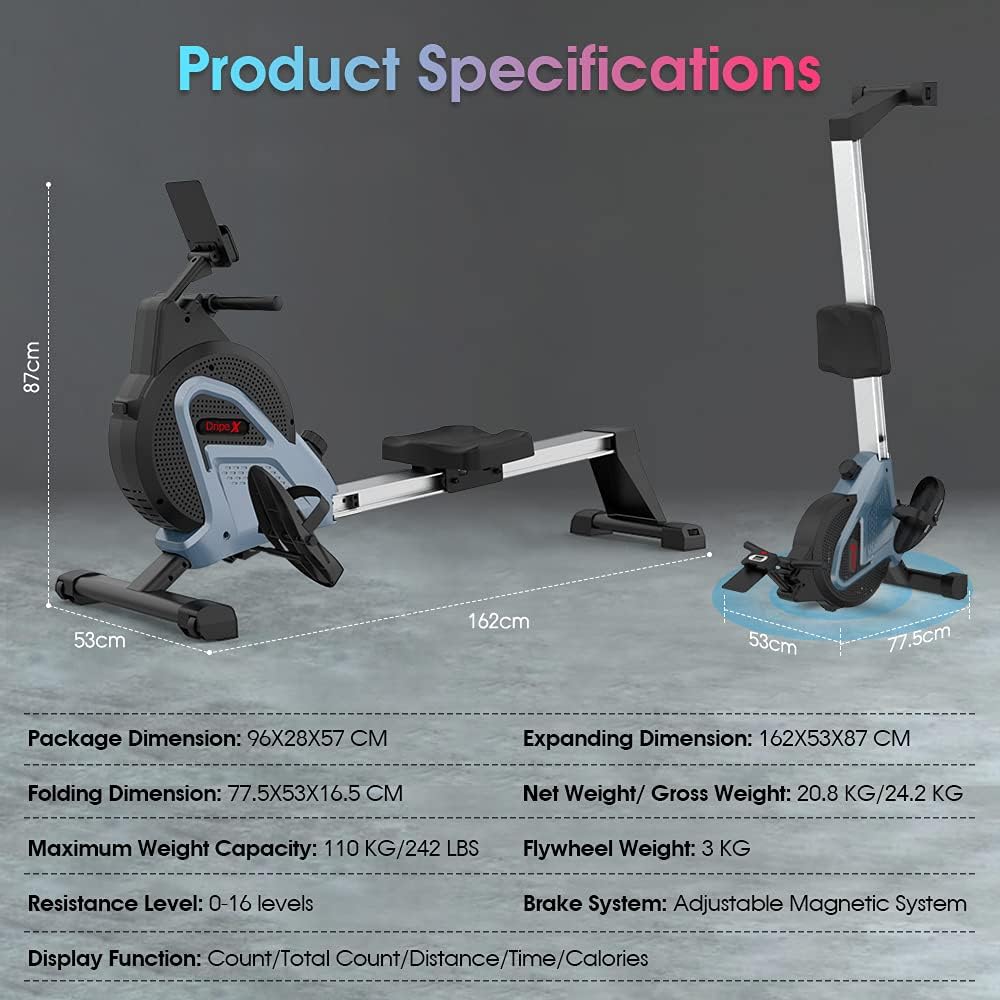 Dripex Magnetic Rowing Machine Product Dimensions
