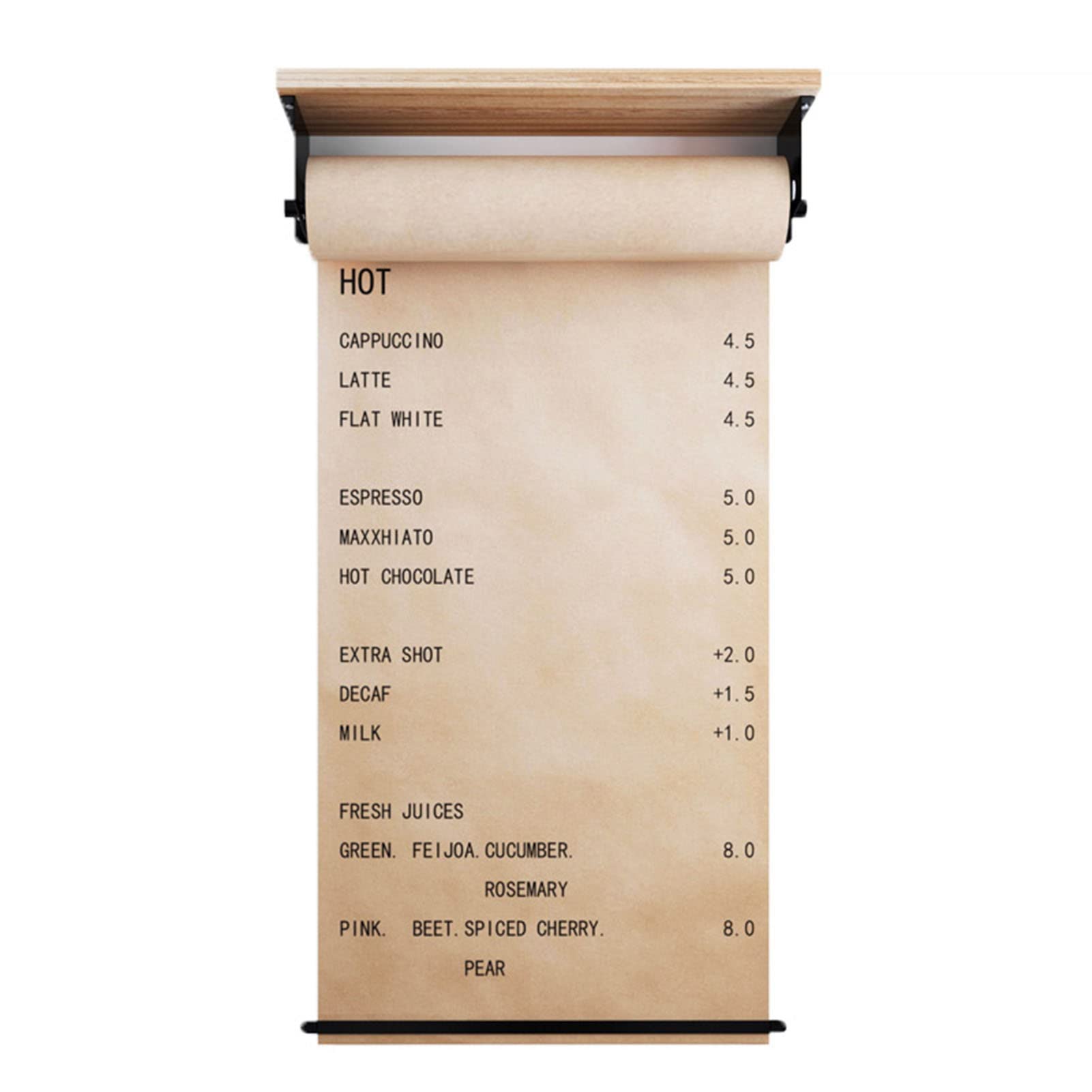 GTHTUHFD Wall Mounted Kraft Paper Dispenser & Cutter With Wood Shelf & 50M Paper Roll - For To-Do Lists, Daily Specials, Menus, Note Writing,100cm/39.4inch wide