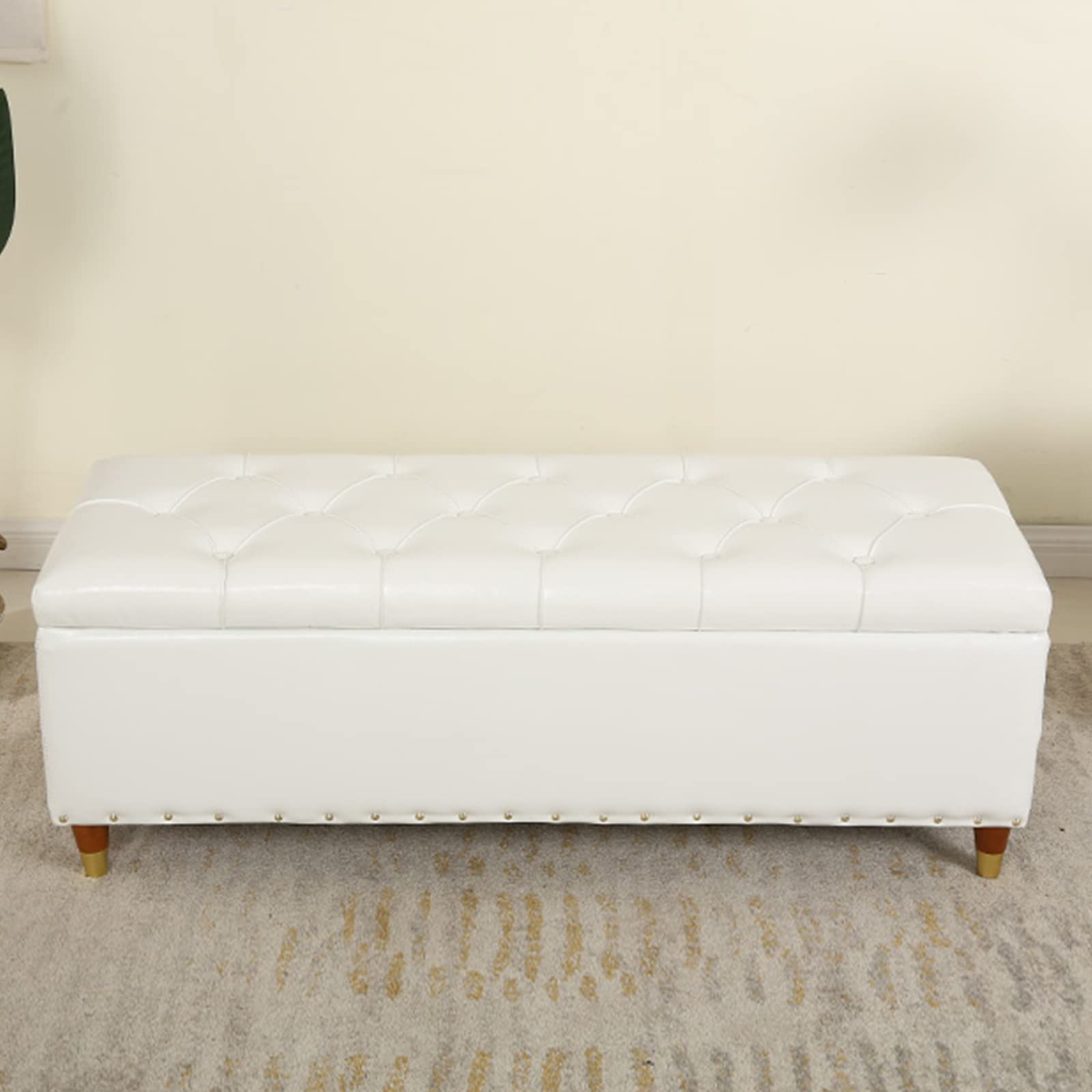 Banc de rangement blanc en cuir pour éliminer le désordre de l'entrée