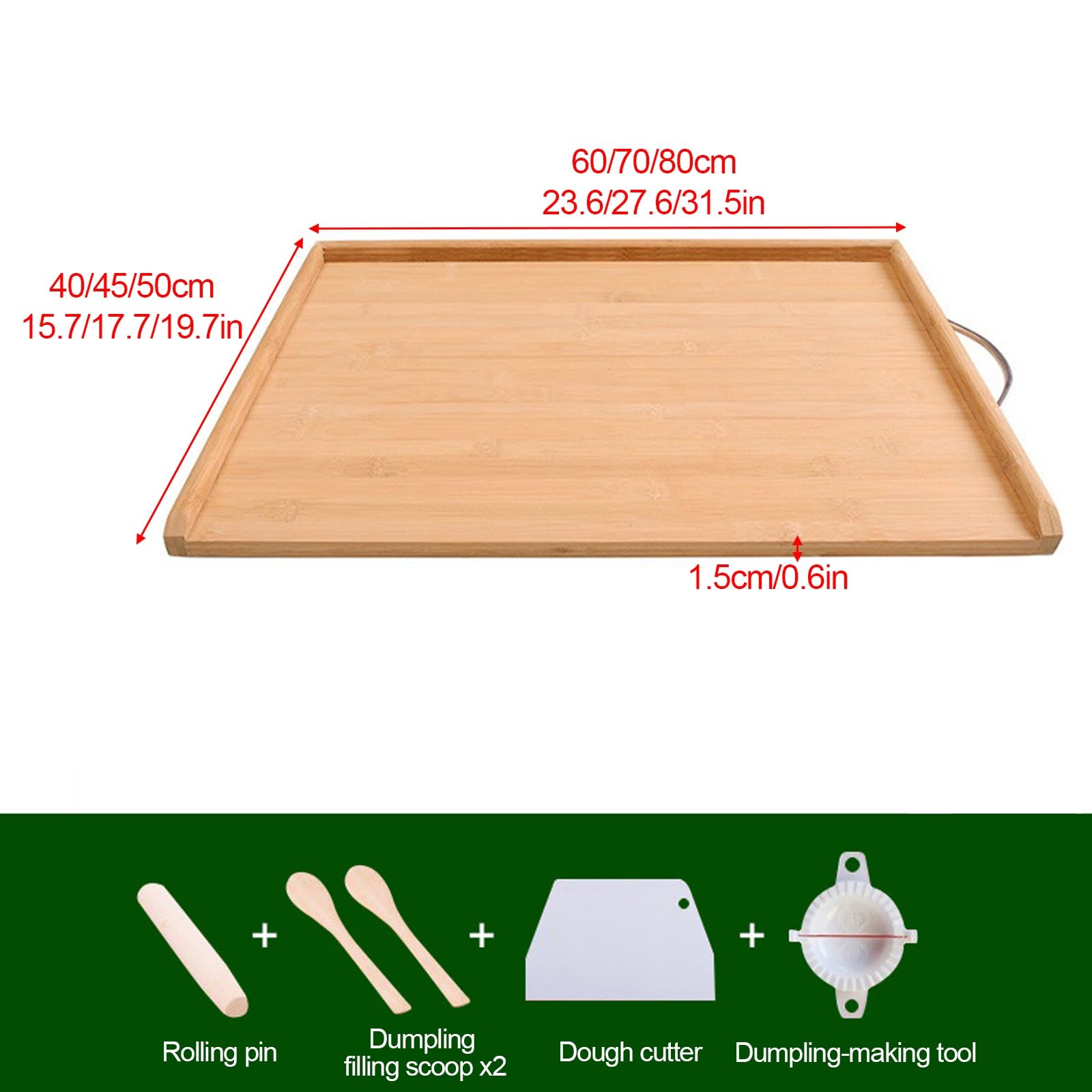 Tabla de cortar de bambú extragrande con bordes elevados para pastelería, pizza, carne, verduras y frutas, 50 x 80 cm, esencial para cocineros y cocineros caseros