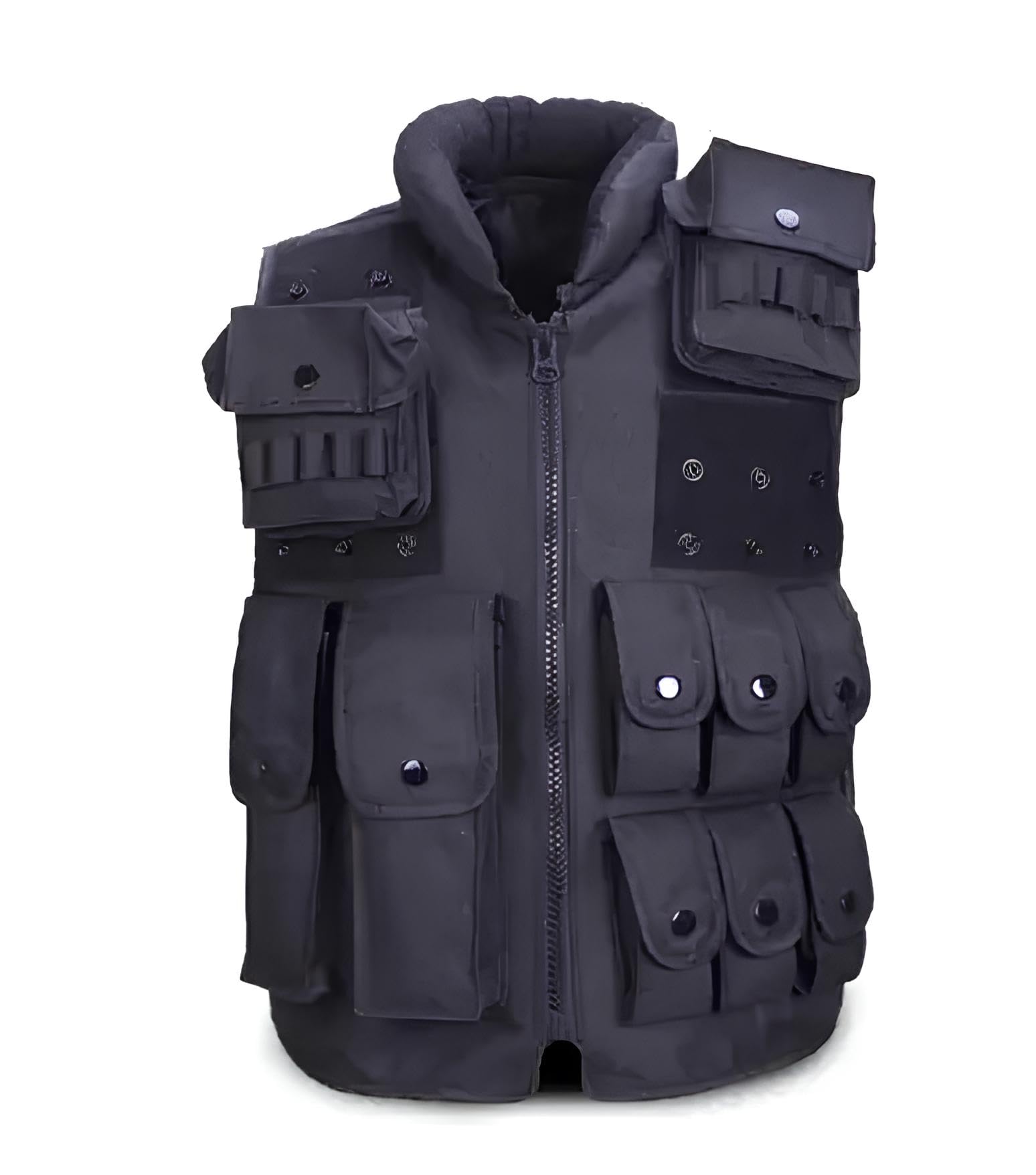 Gilet tattico da uomo, nero, regolabile, in tessuto Oxford, con tasche multiple, per softair, paintball, allenamento, caccia all'aperto, attrezzatura di sopravvivenza, sicurezza e forze