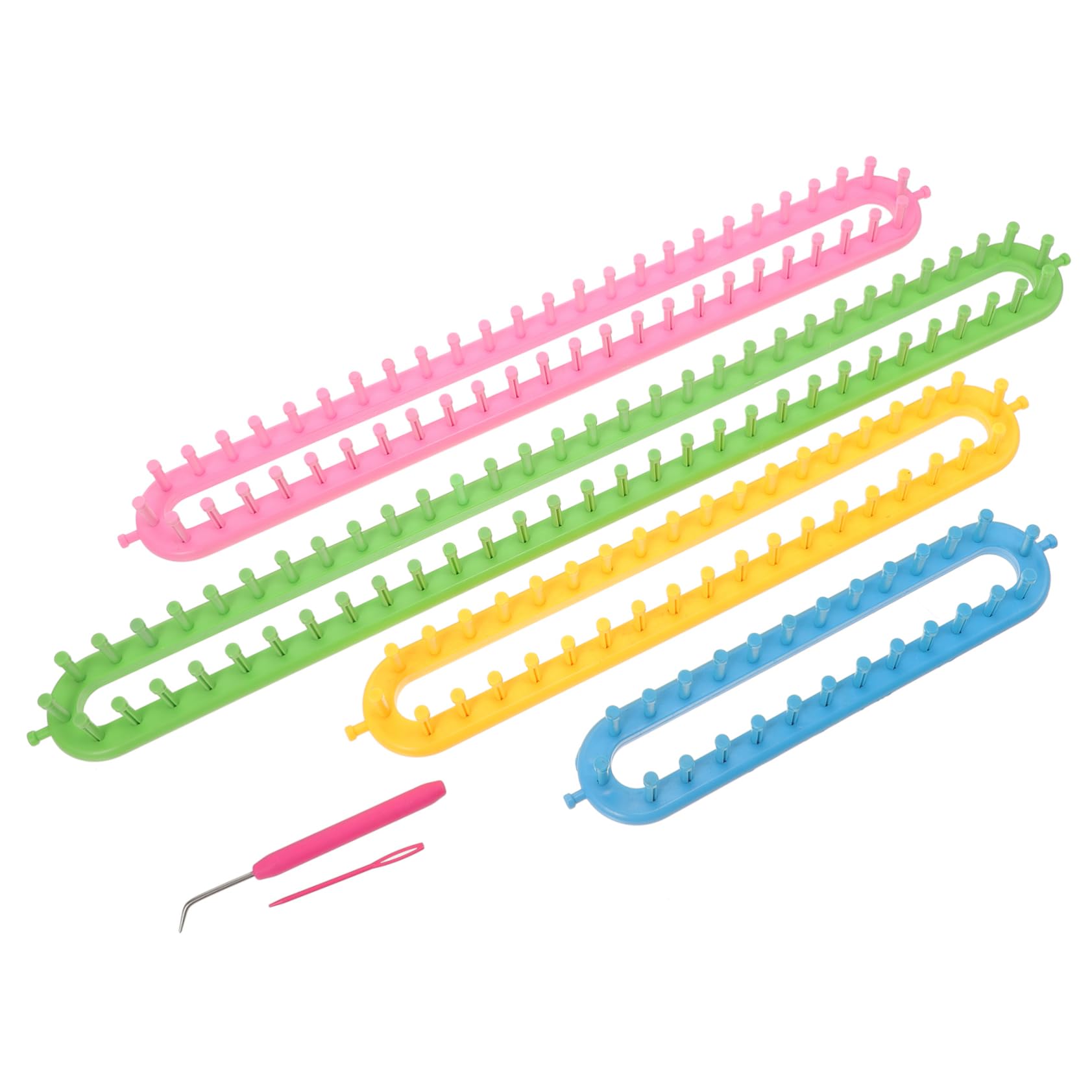 BELLIFFY Schal und Mützen Strickrahmen aus Kunststoff Selbstgemacht Strickzubehör für Bastelarbeiten Platzsparend für Feine Strickstücke Zufällige Farbe