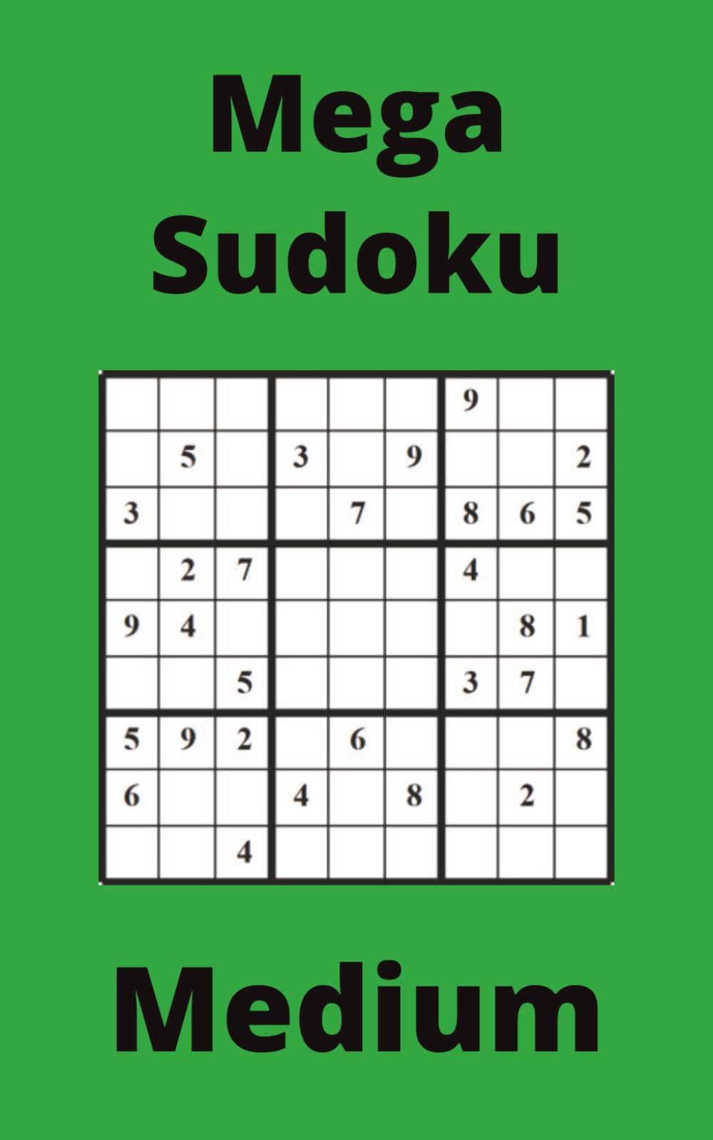 Green Mega Sudoku Book, 9x9 Puzzles, 50 Pages, 5x8, Medium