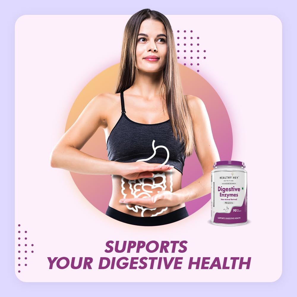 HealthyHey Nutrition Digestive Enzyme - Multi-Enzyme Complex -Support Digestive Health - 90 Vegetable Capsules 1