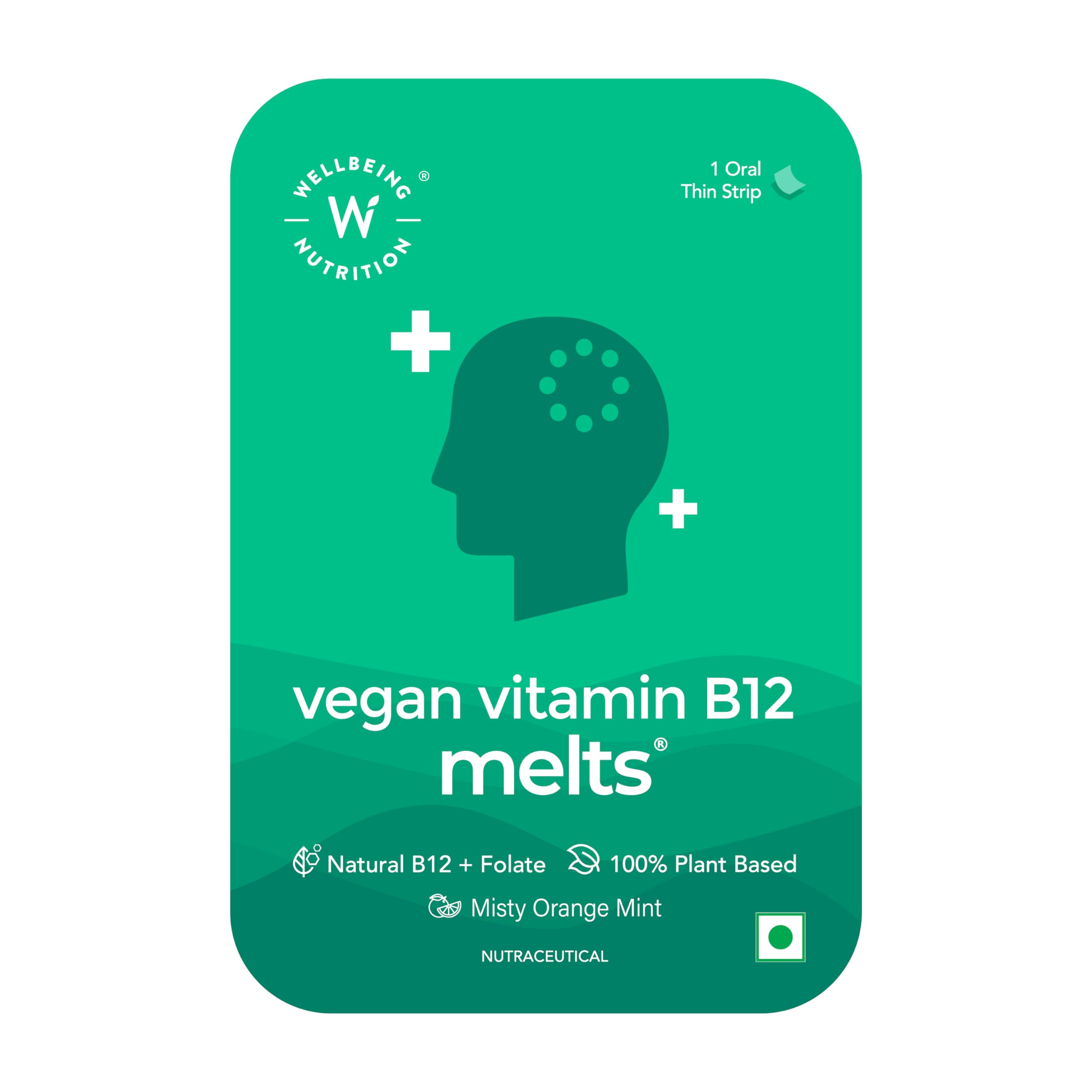 Wellbeing Nutrition Melts Vegan Vitamin B12 Supplements for men & women | Memory Booster and Brain, Heart & Nervous System Support with B12, Folate, Brahmi & CurcuWIN | 1 Oral Strips-image-7