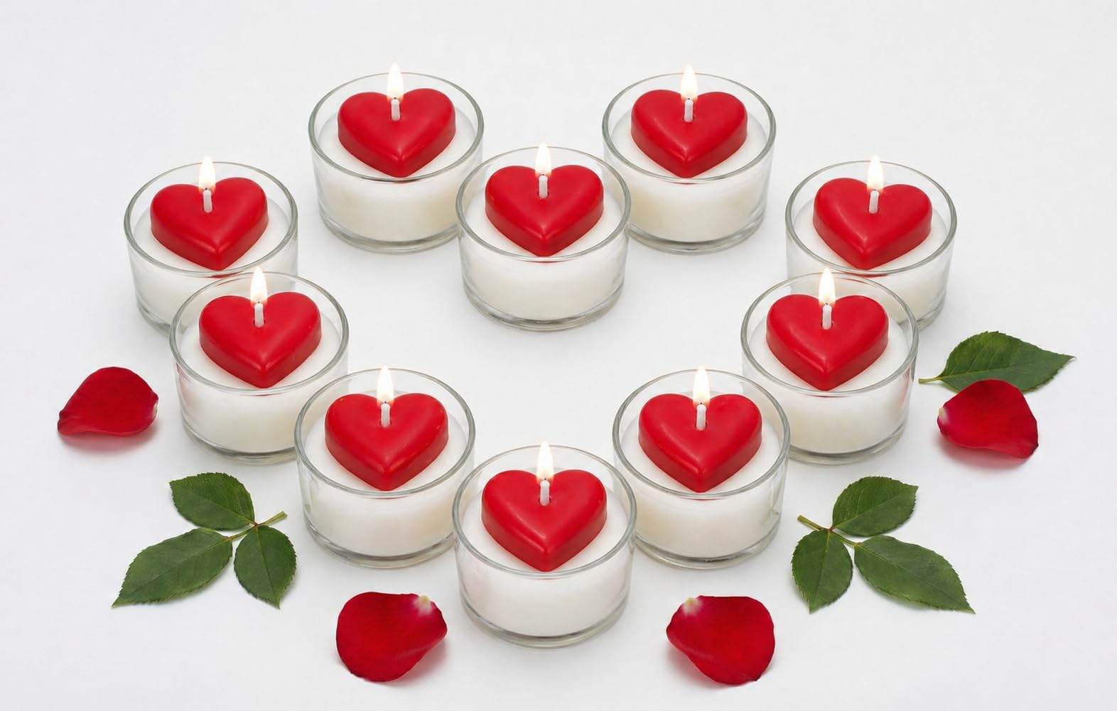 Romantic Heart Shaped Rose Scented Tea Light Candles, Soy Wax, Pack of 10, Valentine and Anniversary Gift | smokeless Candle | Upto 3hrs Burn time-image-49