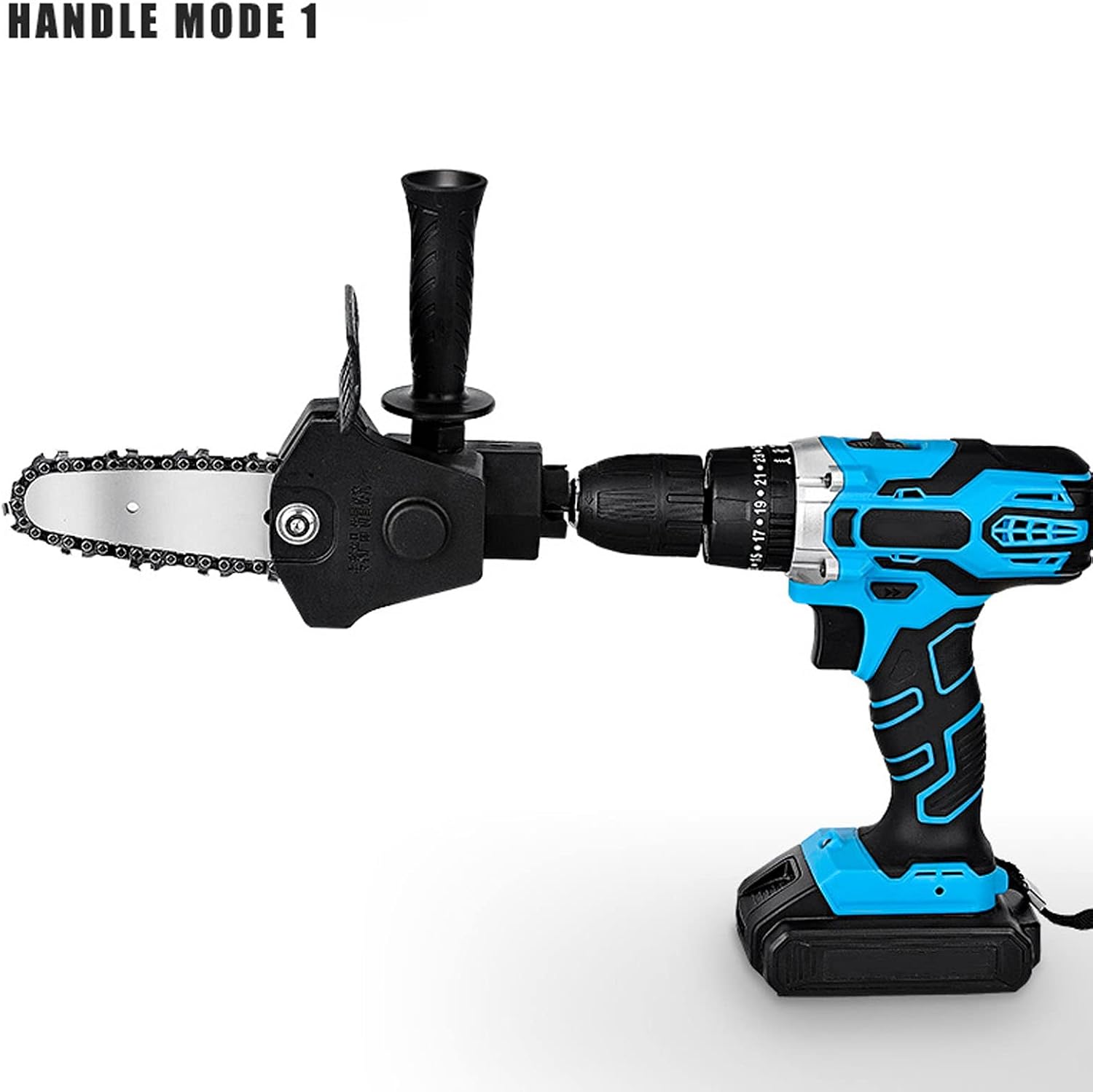 Electric Drill to Saw Adapter, Chainsaw Conversion Head Adapter for 6-13mm 3 Jaw Chuck Drill, Portable Chainsaw Attachment Set with Installation Tools