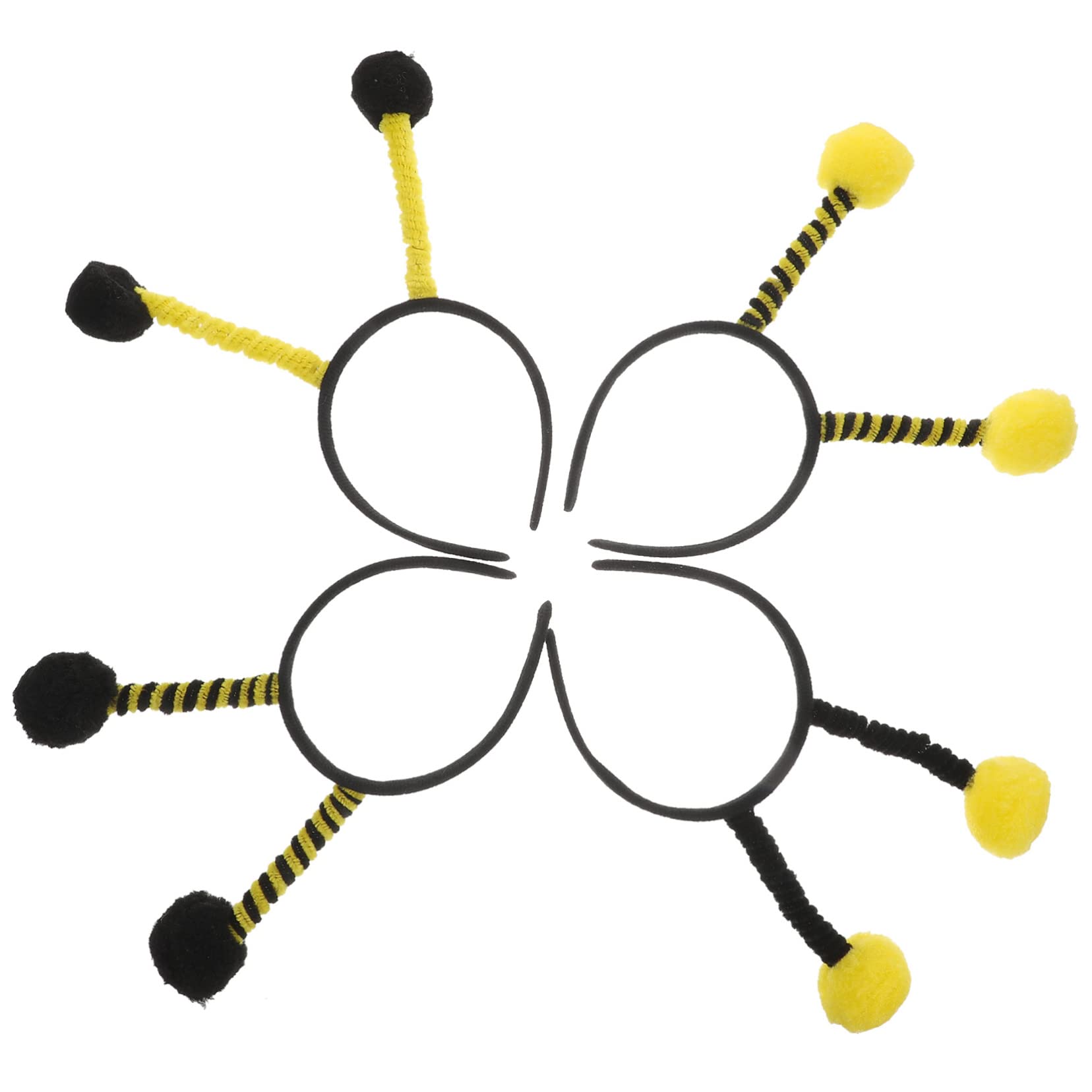 Generic4pcs Bee Headband Bee Party Supplies Tentacle Hair Bands Pom Pom Boppers Bee Cosplay Accessory Bee Party Favors Bee Costume Bee Hair Hoops Bee Party Headdress Animal Decorate Cloth