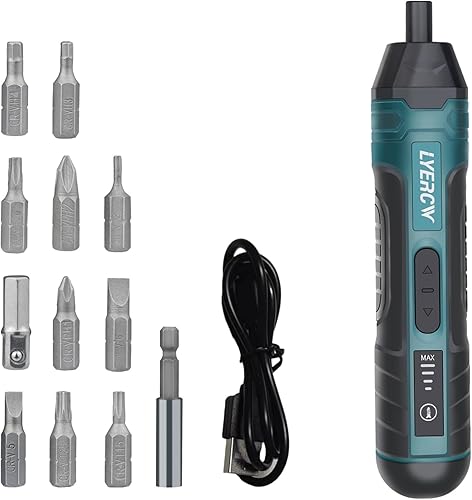 Miniatura 1 de Juego de destornilladores eléctricos inalámbricos, destornillador eléctrico de 4 V con 12 accesorios, batería recargable USB, luz LED, par de 4