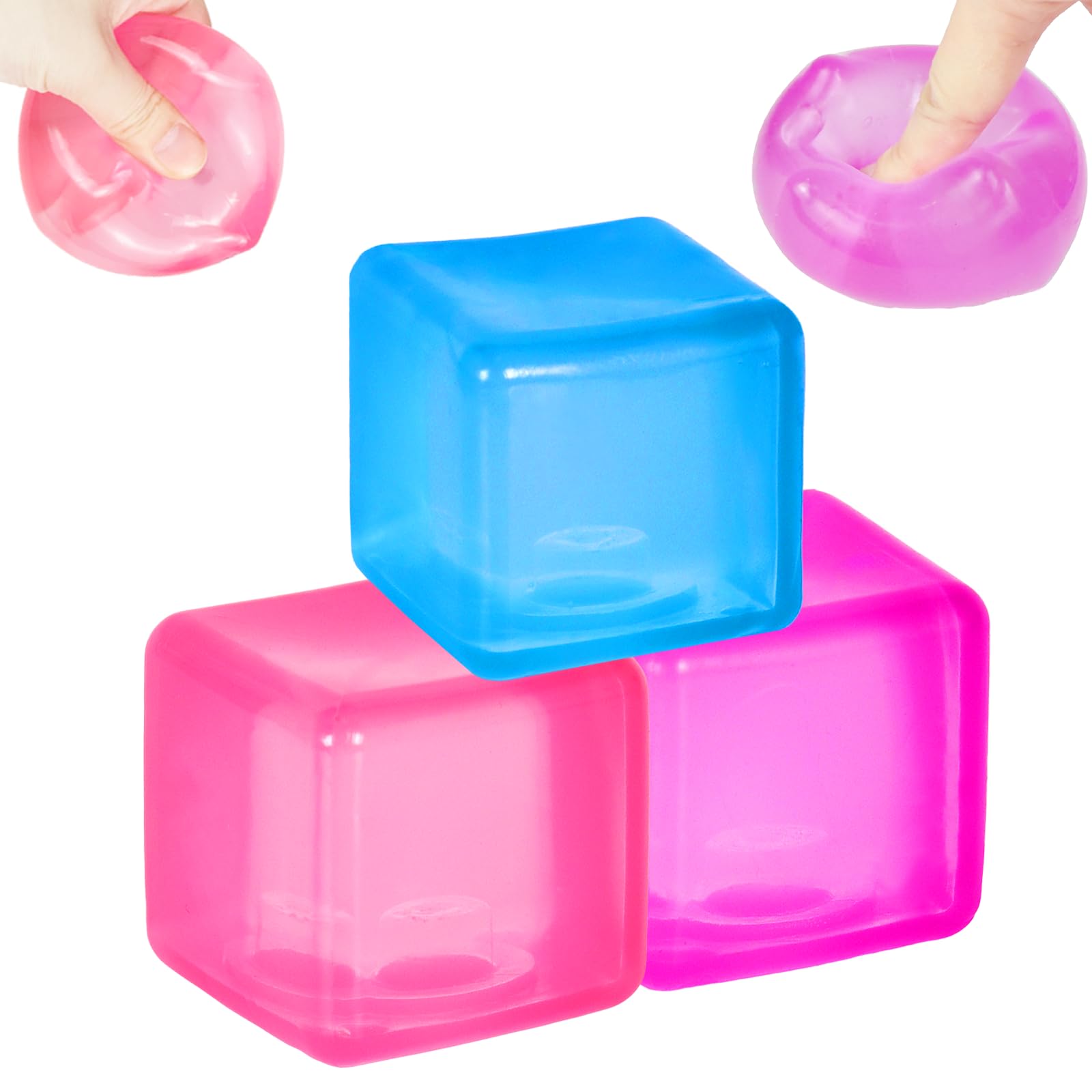 Ice Cube Squishy Stress Ball,Medium Squishy Cube Fidget Toy, Ice Cube Pieces Silent Nice Square Shape Anxiety Sensory Squishy Fidget Toy Slow Rise, Calming Kids Adults (3color)