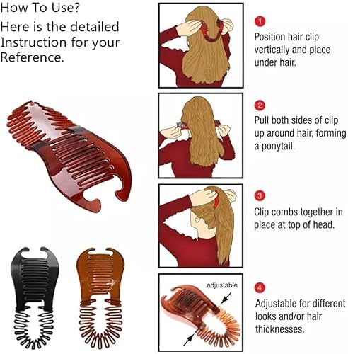 3Pcs Banana Clips Hair For Thick Hair - Banana Hair Clips For Women, Soft Bendable Hair Combs, Flexible Hair Banana Grips Ponytail Holder Hair Comb Hair Accessories (3Xwhite) #TOP4