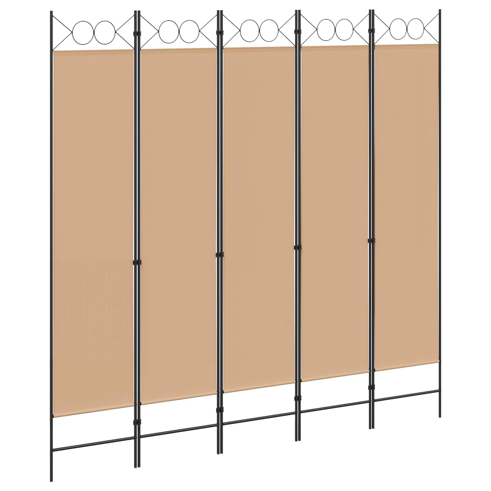 Paravento 5 pannelli Beige 200x200 cm Tessuto Poliestere