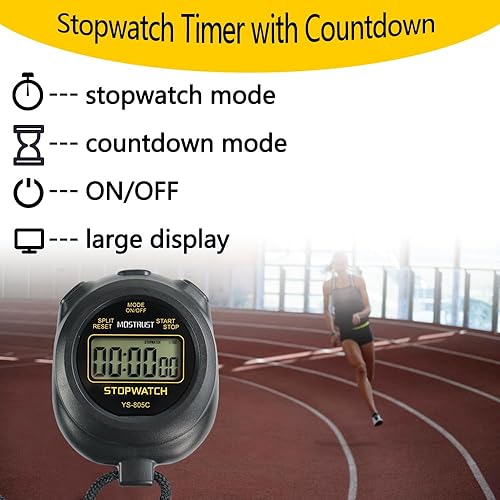 Miniatura 2 de Temporizador digital simple de cronómetro, cronómetro de una sola vuelta, temporizador de cuenta regresiva con encendidoapagado, batería AAA