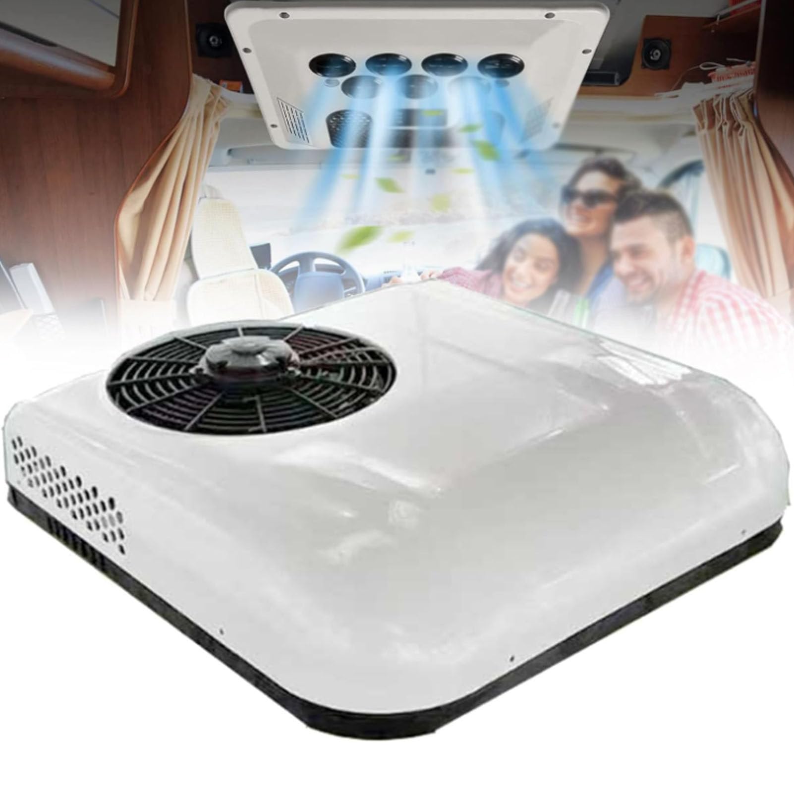 RV Climatiseur 12V/24V Rv Climatiseur de Toit Pour les Camions, les camping-cars Et les Caravanes de camping, Conditionneur d'Air de Refroidissement Efficace et Confortable Pour des Voyages Dans des