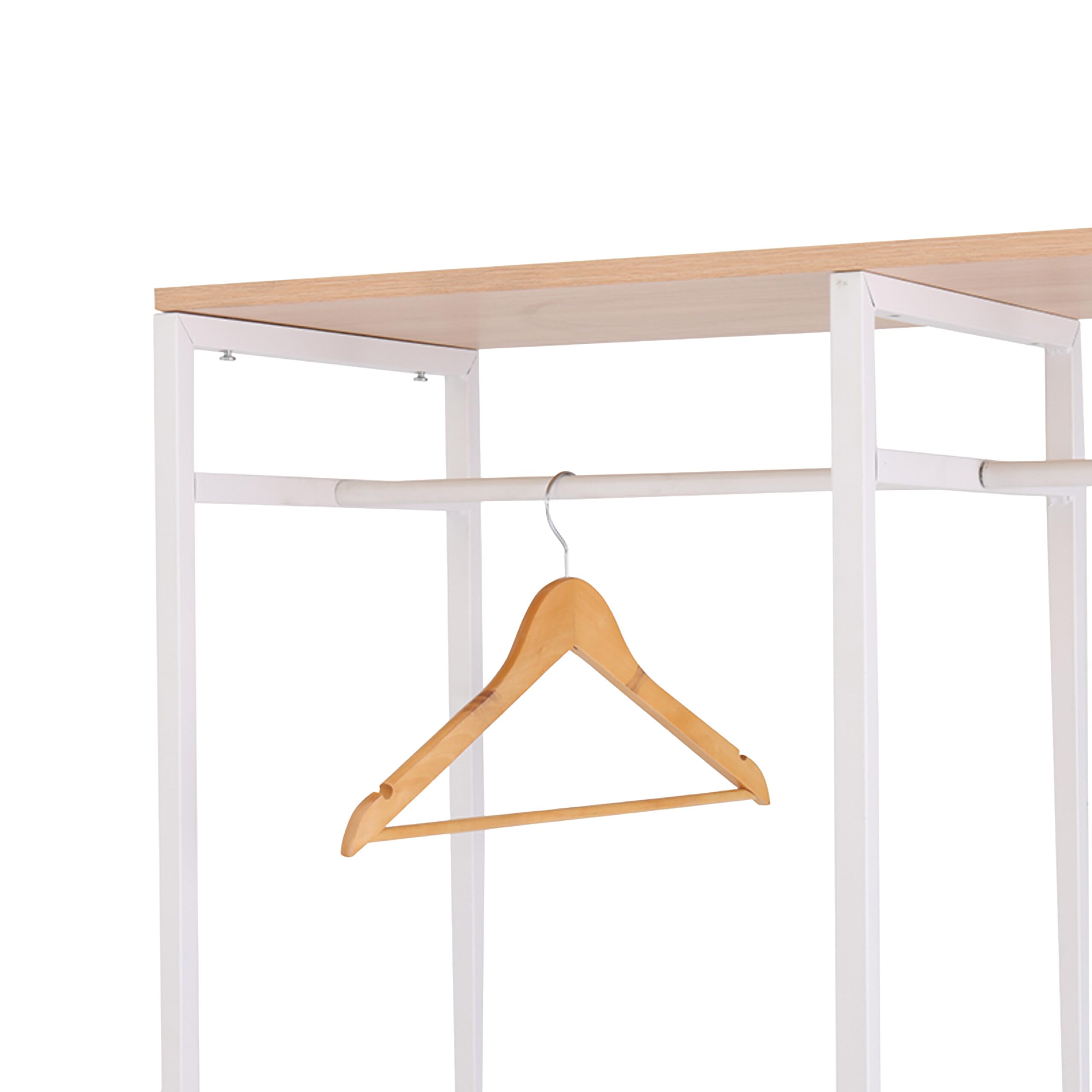 Perchero Relaxdays, Abierto, Armario, estantes y Barra, HBT: 180 x 94,5 x 40 cm, Perchero, Metal, Blanco/Madera