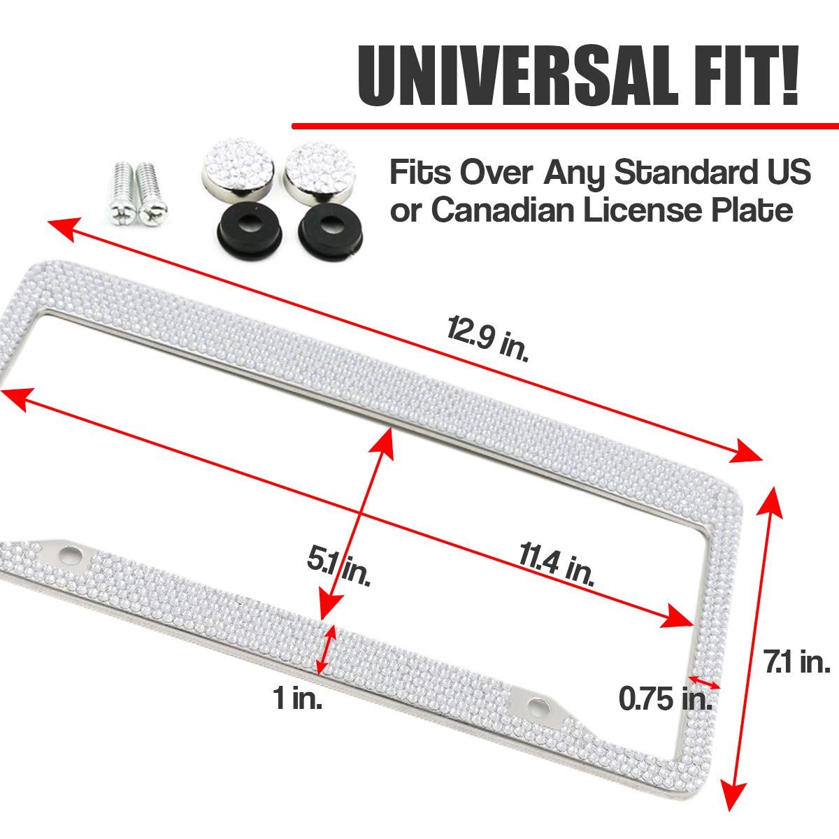 Amazon.com: ZONETECH Shiny Bling License Plate Frame - Crystal