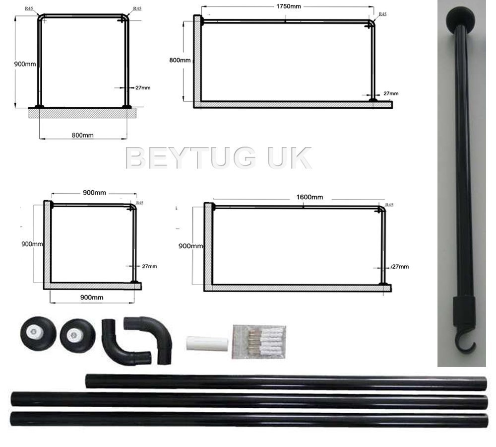 Buy Black Shower Curtain Rail Rod 4 Way Use L Shape U Shape With buy-black-shower-curtain-rail-rod-4-way-use-l-shape-u-shape-with