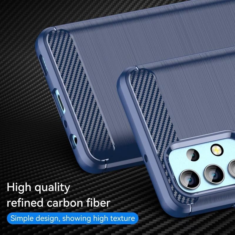 Image of NPRC Hybrid Ultra Slim Protective Case TPU Non-Slip Carbon Fiber Texture Shockproof Case Cover for Samsung Galaxy M32 5g - Blue