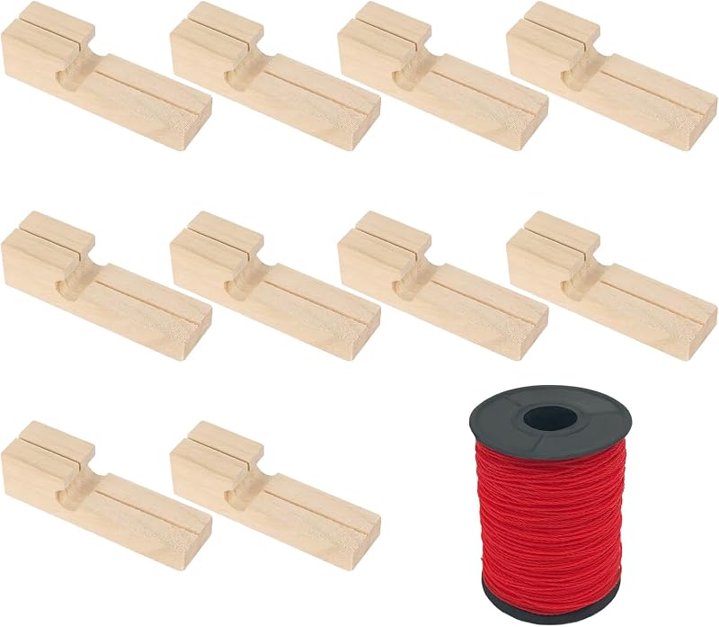 10 bloques de línea de mampostería de madera de 4 pulgadas con línea de albañil de poliéster de 328 pies, para bloques de concreto, bloques de hormigón y muros de contención, herramientas eficientes para colocación de ladrillos, estabilizador de línea recta de larga duración.