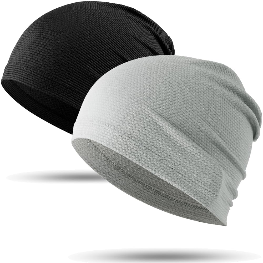 WTACTFUL Cooling Breathable Skull Cap Men Women, Sweat Wicking 1-2-4 Pack
