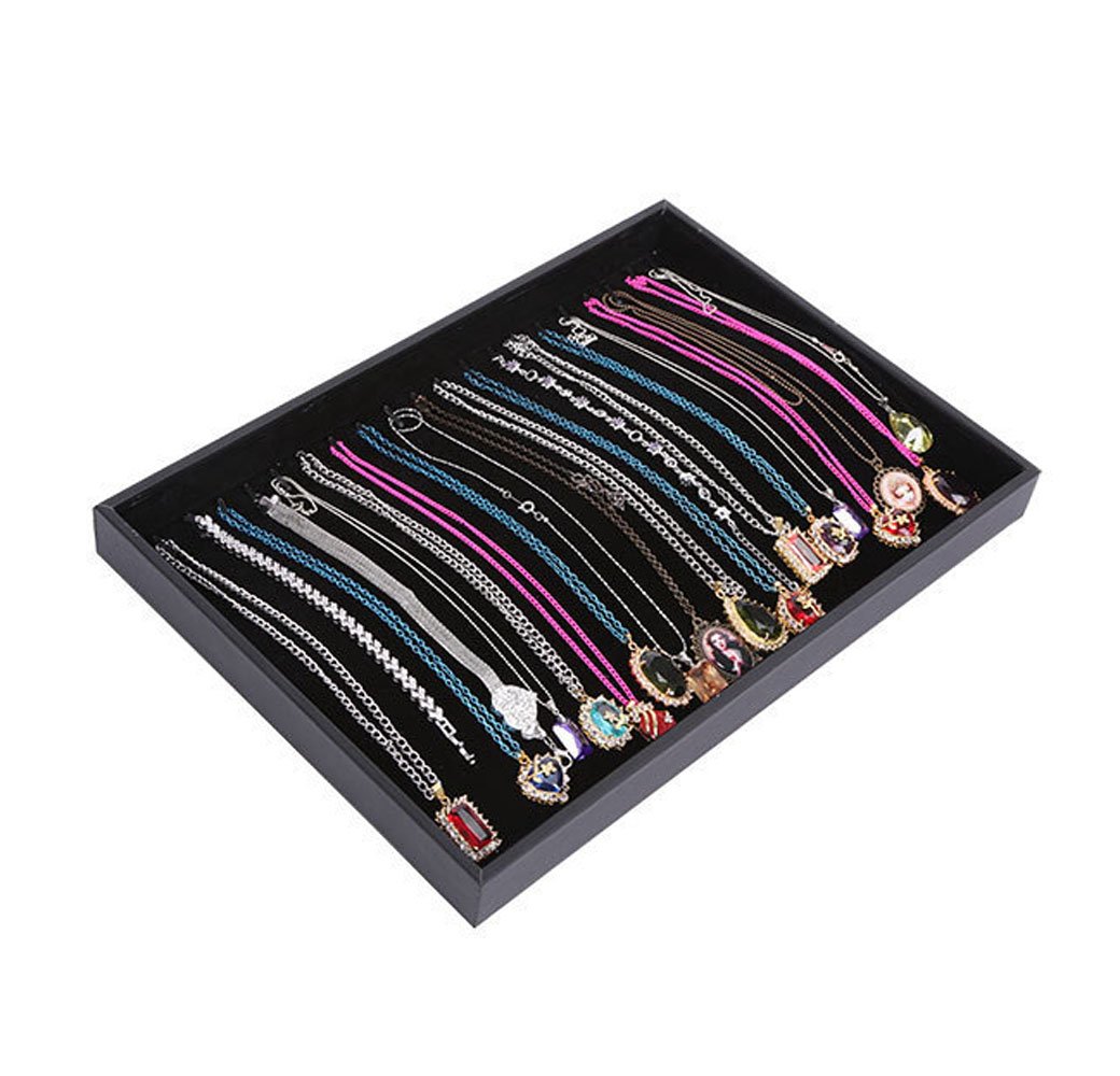 Homanda Black Velvet 20 Hook Necklace Jewelry Tray Display Showcase Organizer Case