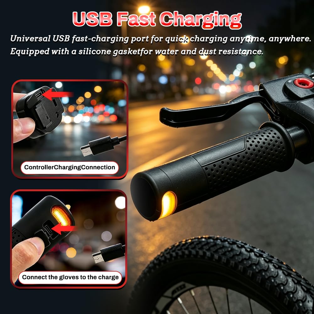 Blinker E Scooter Nachrüsten Set, Lenkergriffe für Elektroroller mit Integrierten Blinkern, IPX4 USB Wiederaufladbar, für Xiaomi M365/Pro2/1S Ninebot (22mm Innendurchmesser)