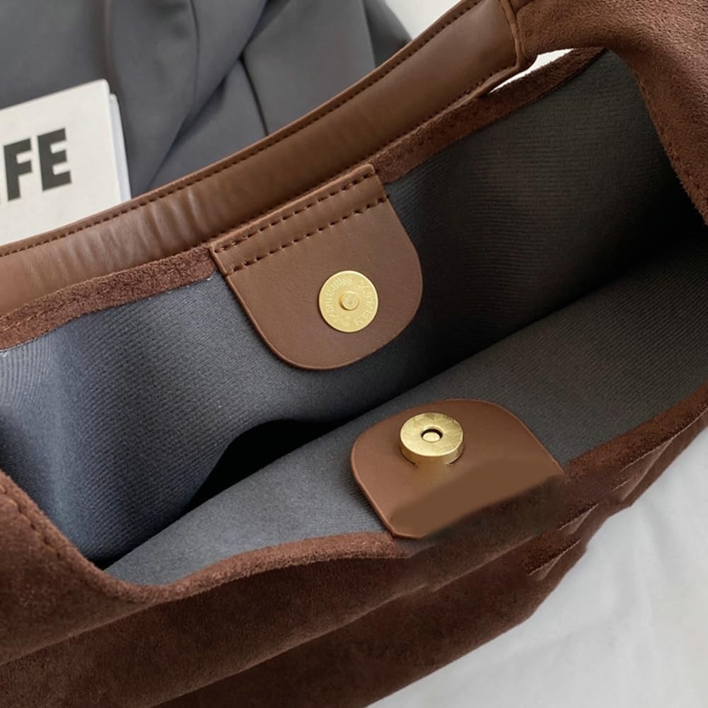 Trendy Suede Tote Bags for Women Work Bags Retro Suede Slouchy Bag Travel Handbag Office College Tote Handbag 2025 - Image 5