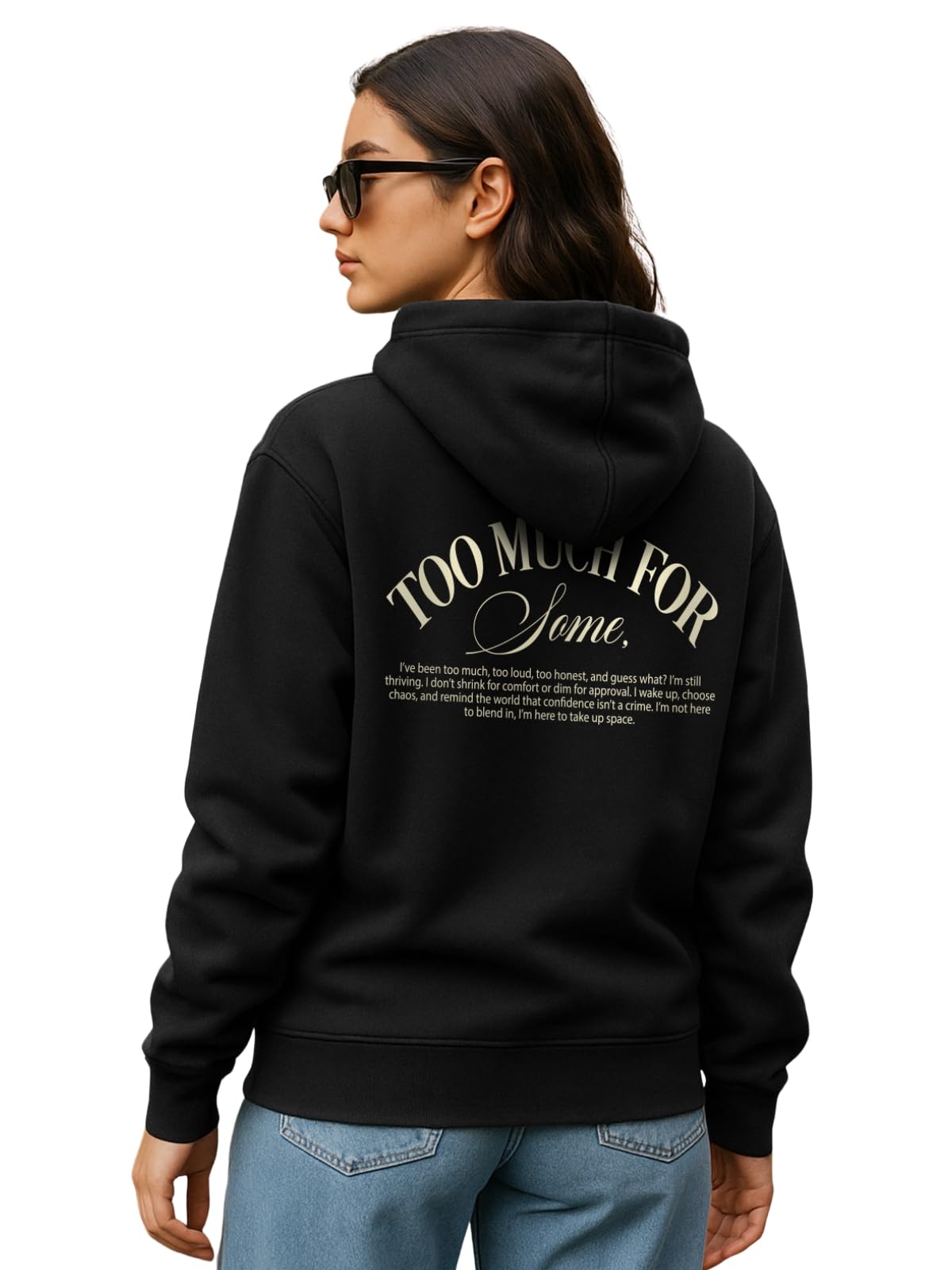 juneberry JUNEBERRY® Polycotton Spun Oversized Fit Drop Shoulder Hooded Sweatshirt Full Sleeves Back Graphic Printed Jumper Hoodie for Women (Colors: Marshmellow, Pink, Black & Red)-picture-12