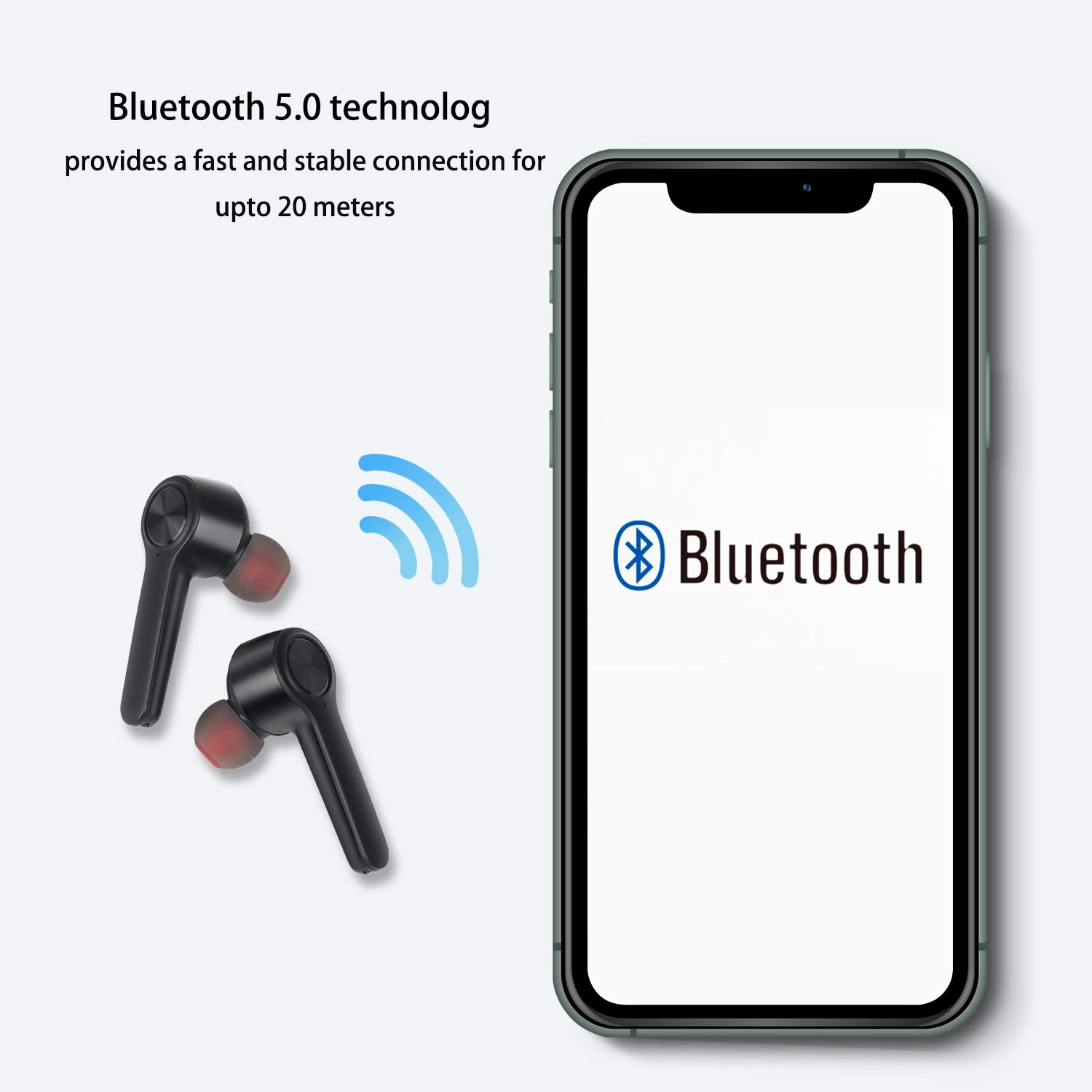 Lenovo HT20 Słuchawki douszne Bluetooth bezprzewodowe słuchawki douszne z profilem dźwięku premium z intensywnym basem IPX5, klasa ochrony wodoodporności Bluetooth 5.0