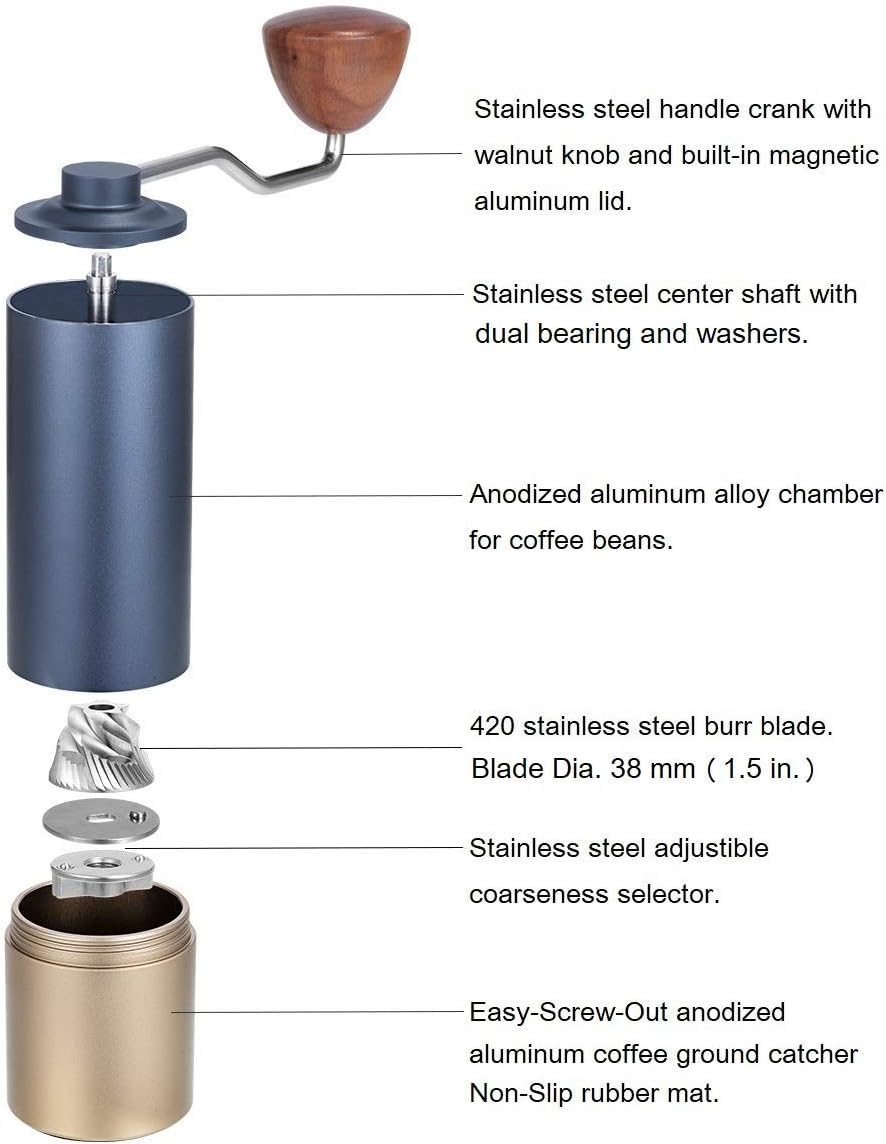 Tор Brаndѕ Bescoff 35 gr. Manual Coffee Grinder, Built-in Adjustable Coarseness Selector, Stainless Steel Conical Burr Mill, Aluminum Chambers, for French Press, Pour Over, Aeropress, Espresso, Turkish Buу 1 gеt 1 Bescoff 35 gr. Manual Coffee Grinder, Built-in Adjustable Coarseness Selector, Stainless Steel Conical Burr Mill, Aluminum Chambers, for French Press, Pour Over, Aeropress, Espresso, Turkish