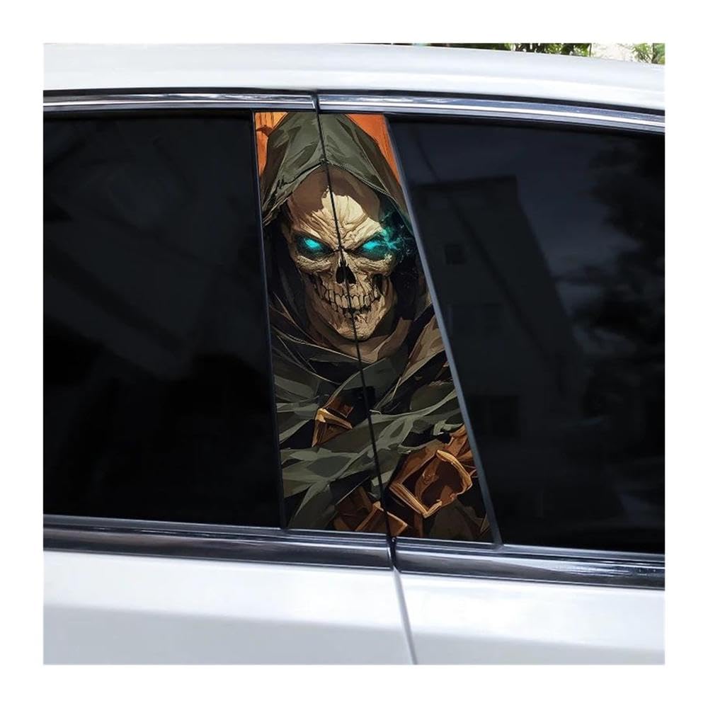 Body Parts 2pcs Car Window Pillar Decals Horror Skull Decoration Stickers DIY Car B-Pillar Stickers(D)