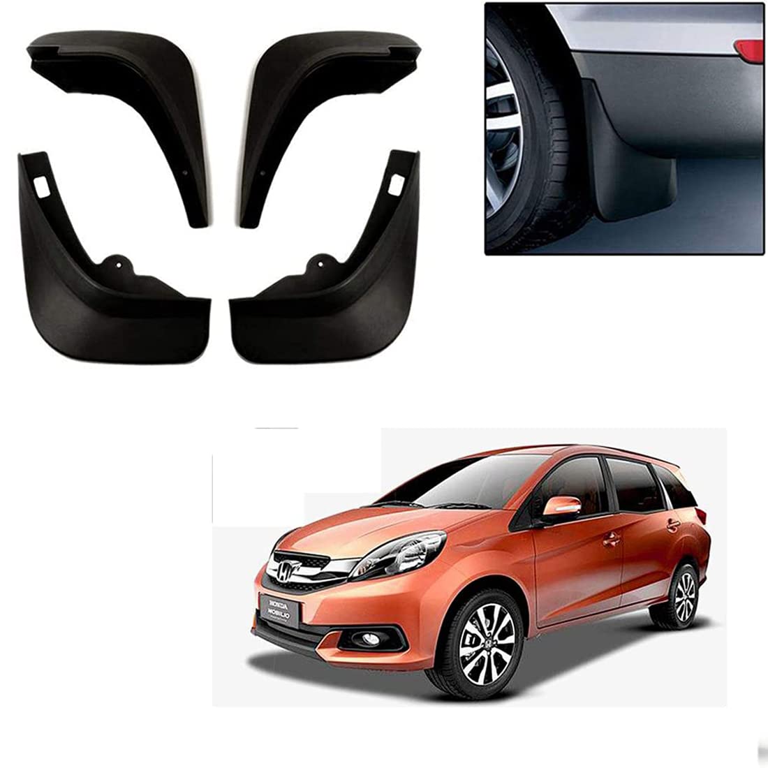 GS Grow n Shine O.E Type Custom Front and Rear Mud Flap Guard Set for -Honda Mobilio (Set of 4pcs)