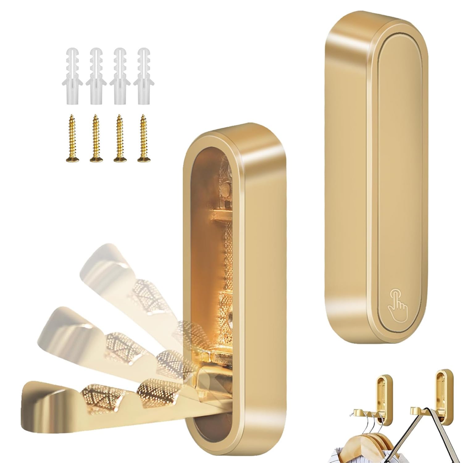 WXISOML 2Pack Folding Wall Hooks, 2026 Heavy Duty Zinc Alloy Bag Hooks for Wall, Closet Hooks Wall Mount, Folded 90° Foldable Wall Hooks for Hanging,