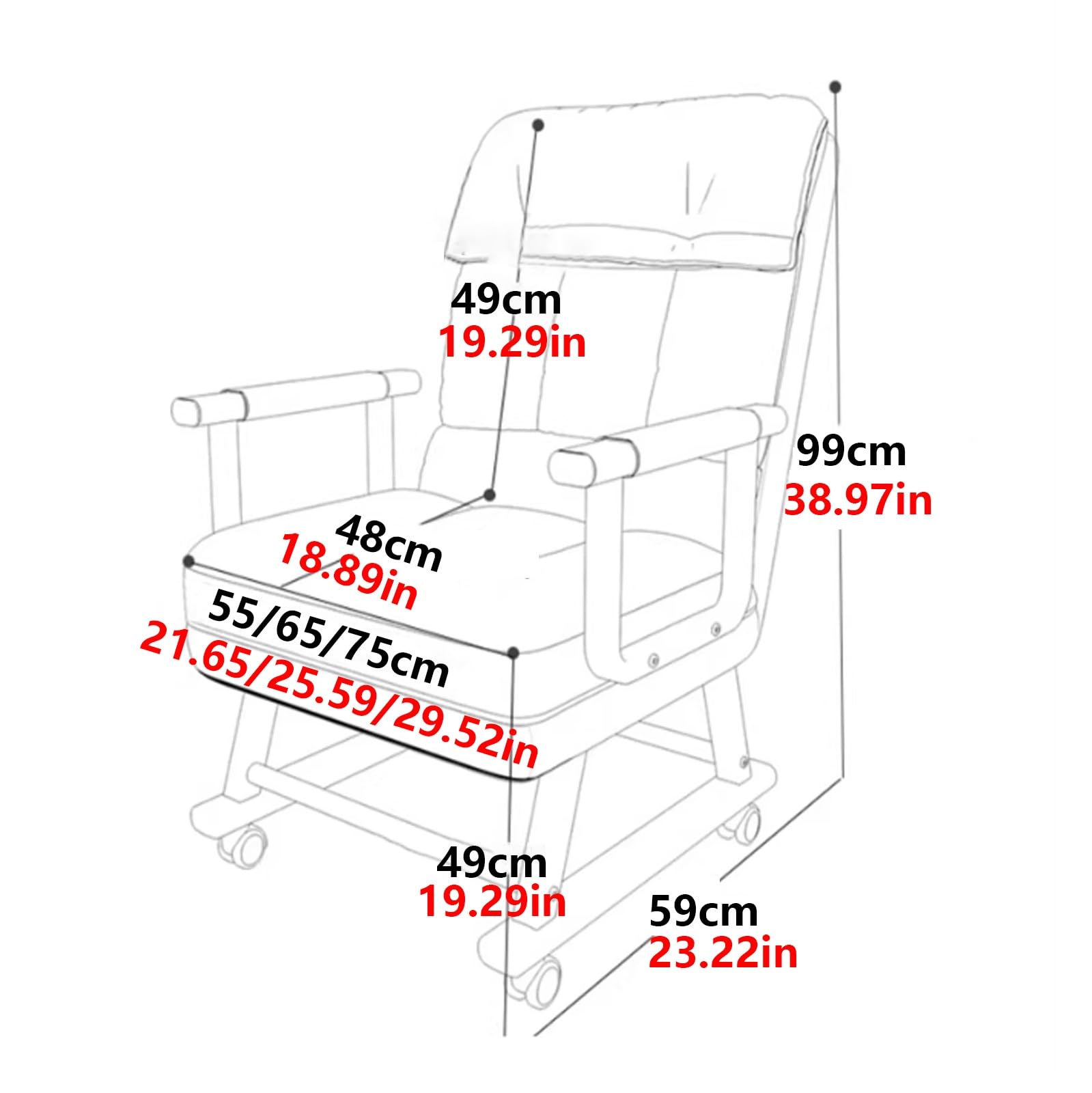 Umwandelbarer Bürostuhl 3 In 1 Schlafsessel Mit Bettfunktion Relaxsessel Mit 5-Fach Verstellbare Rückenlehne Sofabett Klappbar Für Wohnzimmer Zuhause Büro(Multi-Colored,65 * 59 * 99cm)