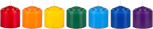Mega Candles 7 velas votivas de chakras sin perfume, vertidas a mano, velas de cera de primera calidad, 10 horas, 1.38 x 1.5 pulgadas, 100% mecha de