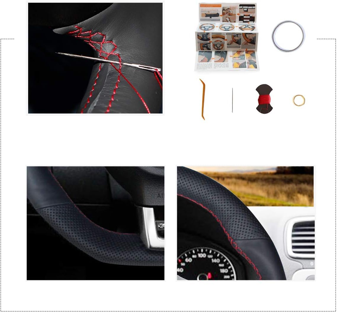 MEWANT Couvre Volant pour Golf 6 (VI) GTI 2009-2014 / Polo GTI 2014 / Polo (R-Line) 2014 / Scirocco 2009-2014 / CC 2014-2018 /