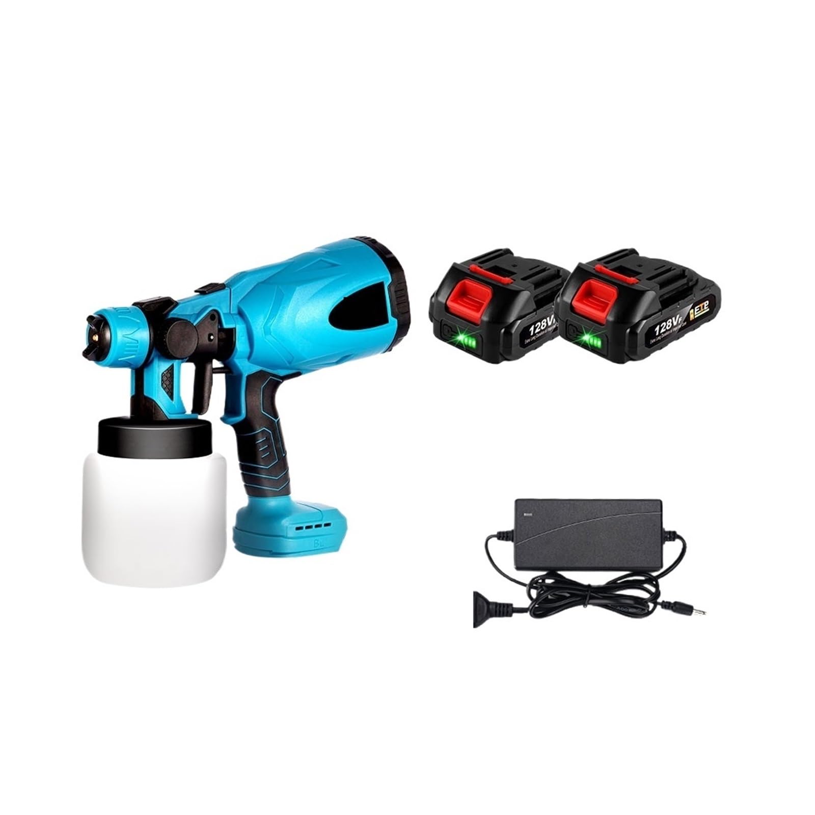800ml Elektryczny Pistolet Natryskowy Power Home Bezprzewodowy Elektryczny Pistolet Do Malowania Natryskowego Akumulatorowe Pokrętło Regulacji Do Akumulatora 18V(Blue 2Battery Set)