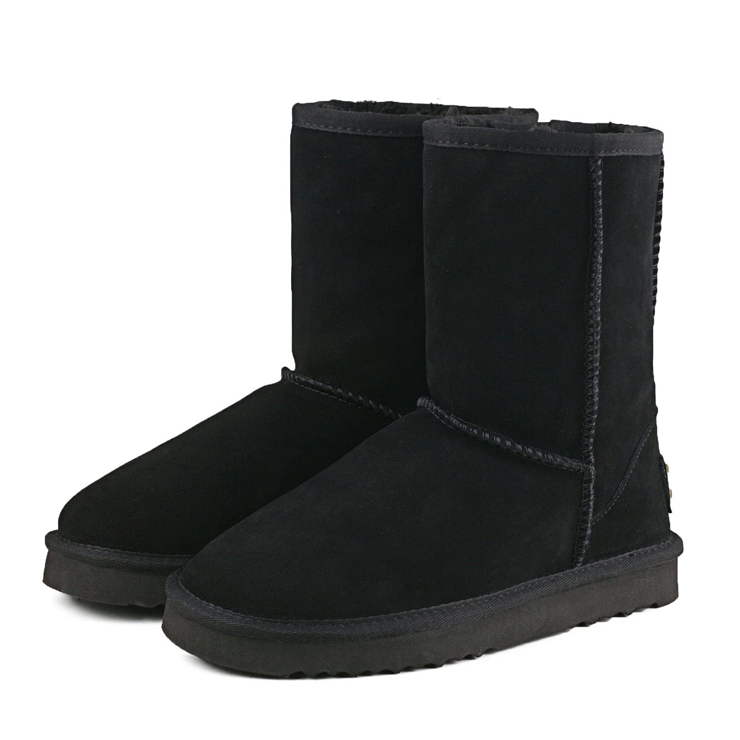 Shenduo Mujer Invierno Media Caña Botas de Nieve Clásico | Forradas de Piel Cálido Material Cuero Botas para Clima Frío