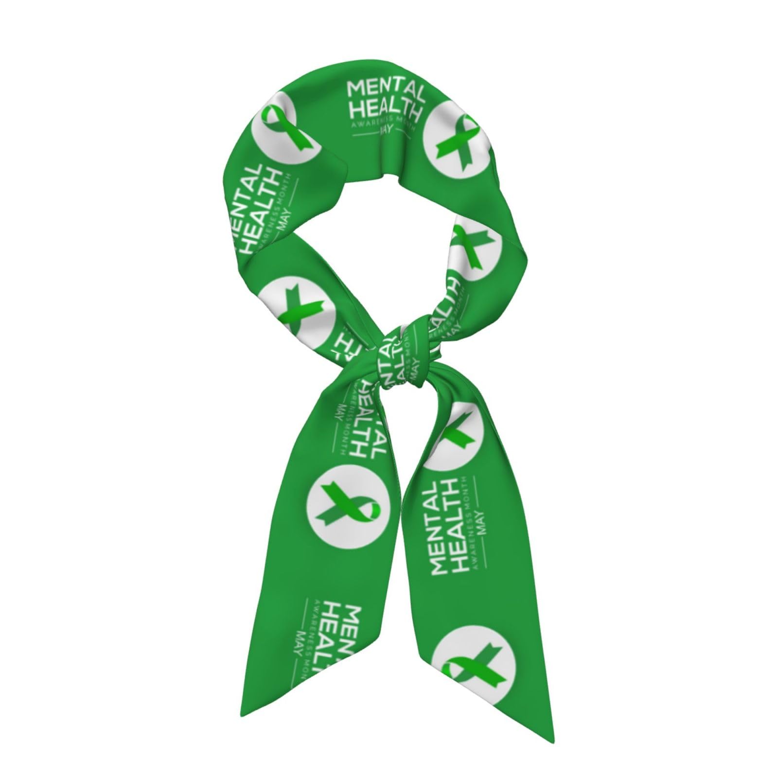 LNFZiZO In May We Wear Green Mental Health Awareness Month Scarf For Women Bags Band Hair Bandanas Neck Scarves Thin Long Silky Headscarf Waistband Purse Scarf For Handbags